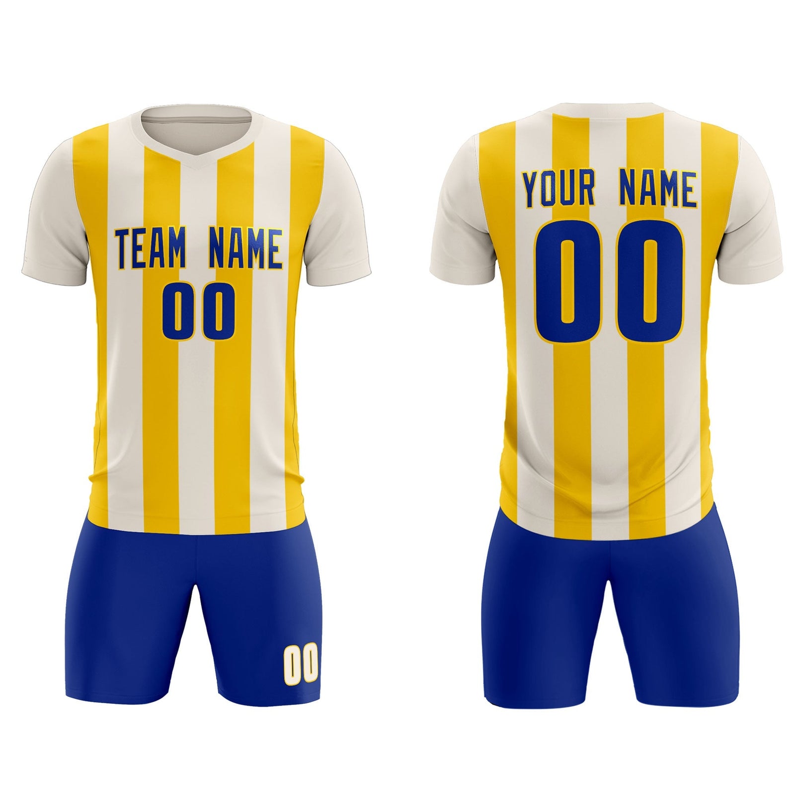 Custom Cream Gold Vertical Stripes Casual Outdoor Soccer Sets Jersey