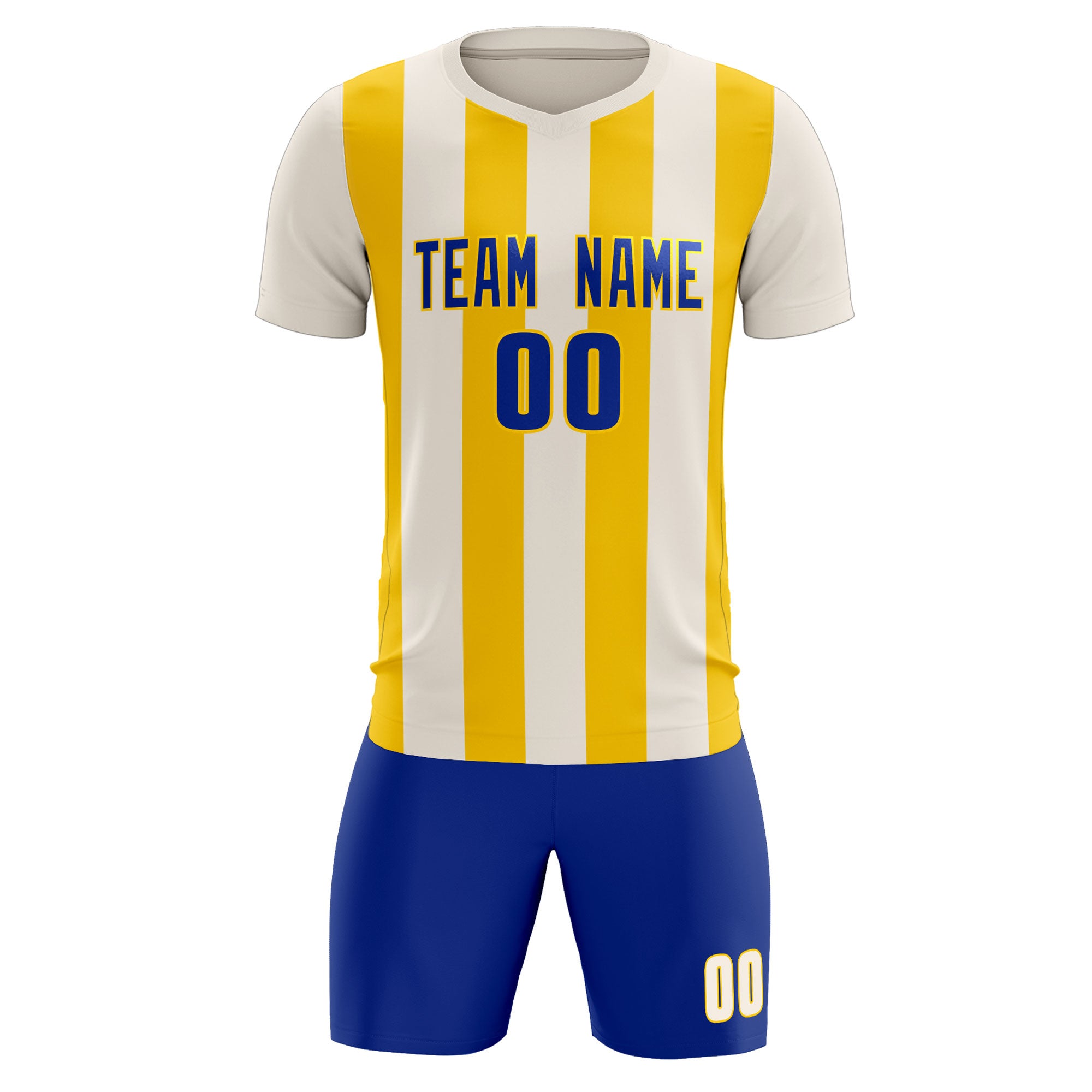 Custom Cream Gold Vertical Stripes Casual Outdoor Soccer Sets Jersey