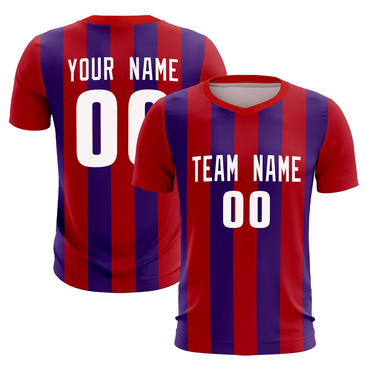 Custom Red Purple Vertical Stripes Casual Outdoor Soccer Sets Jersey