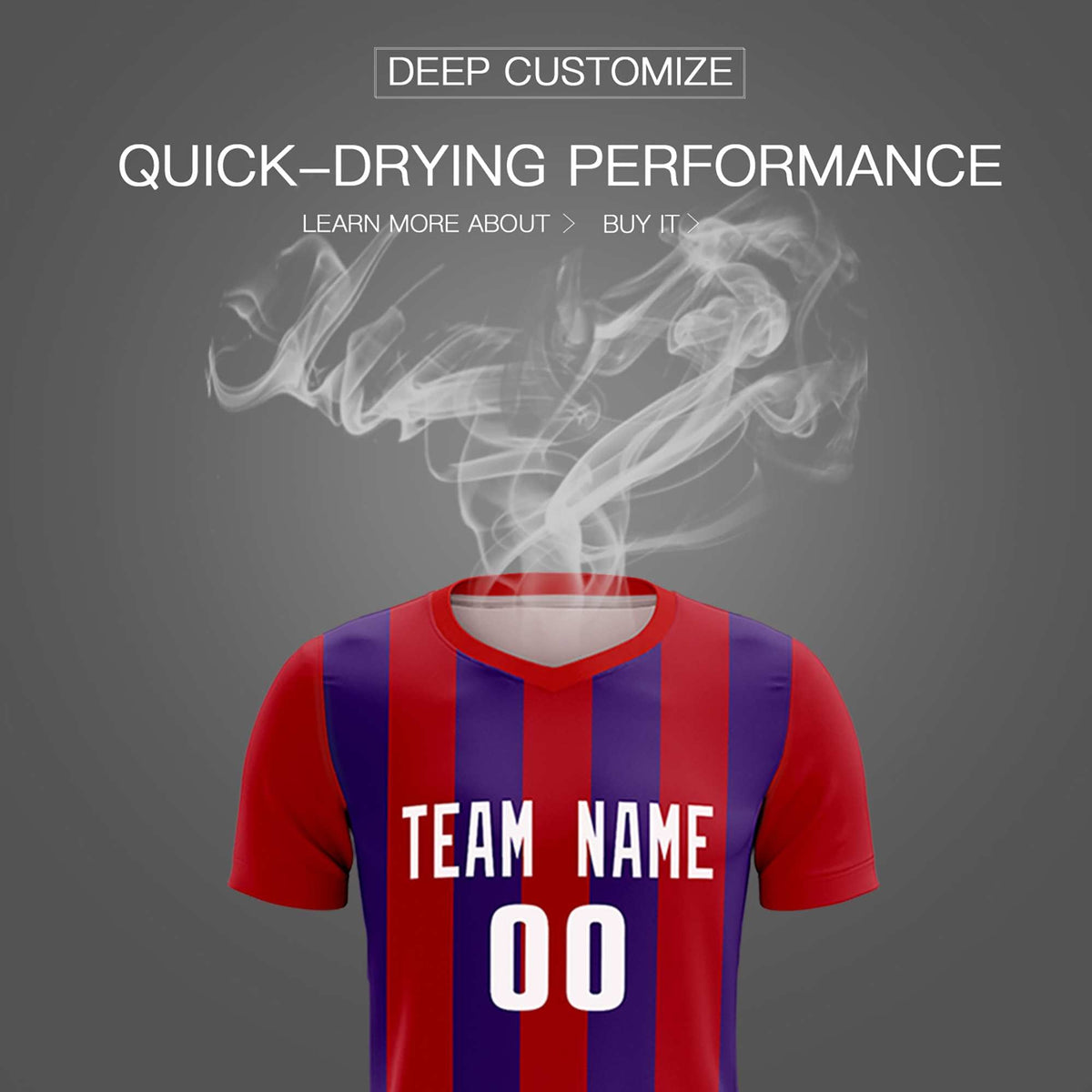 Custom Red Purple Vertical Stripes Casual Outdoor Soccer Sets Jersey