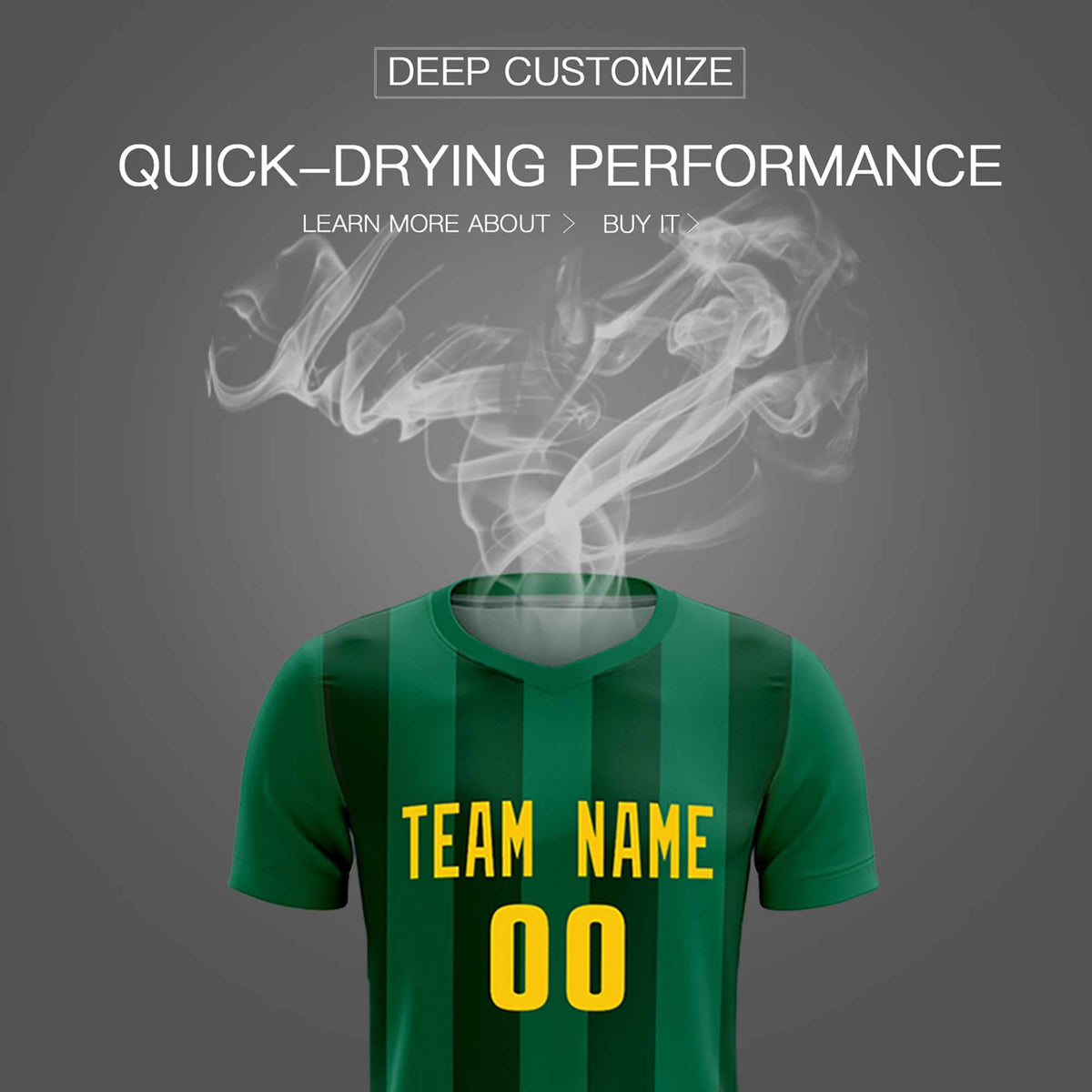 Custom Kelly Green Green Vertical Stripes Casual Outdoor Soccer Sets Jersey