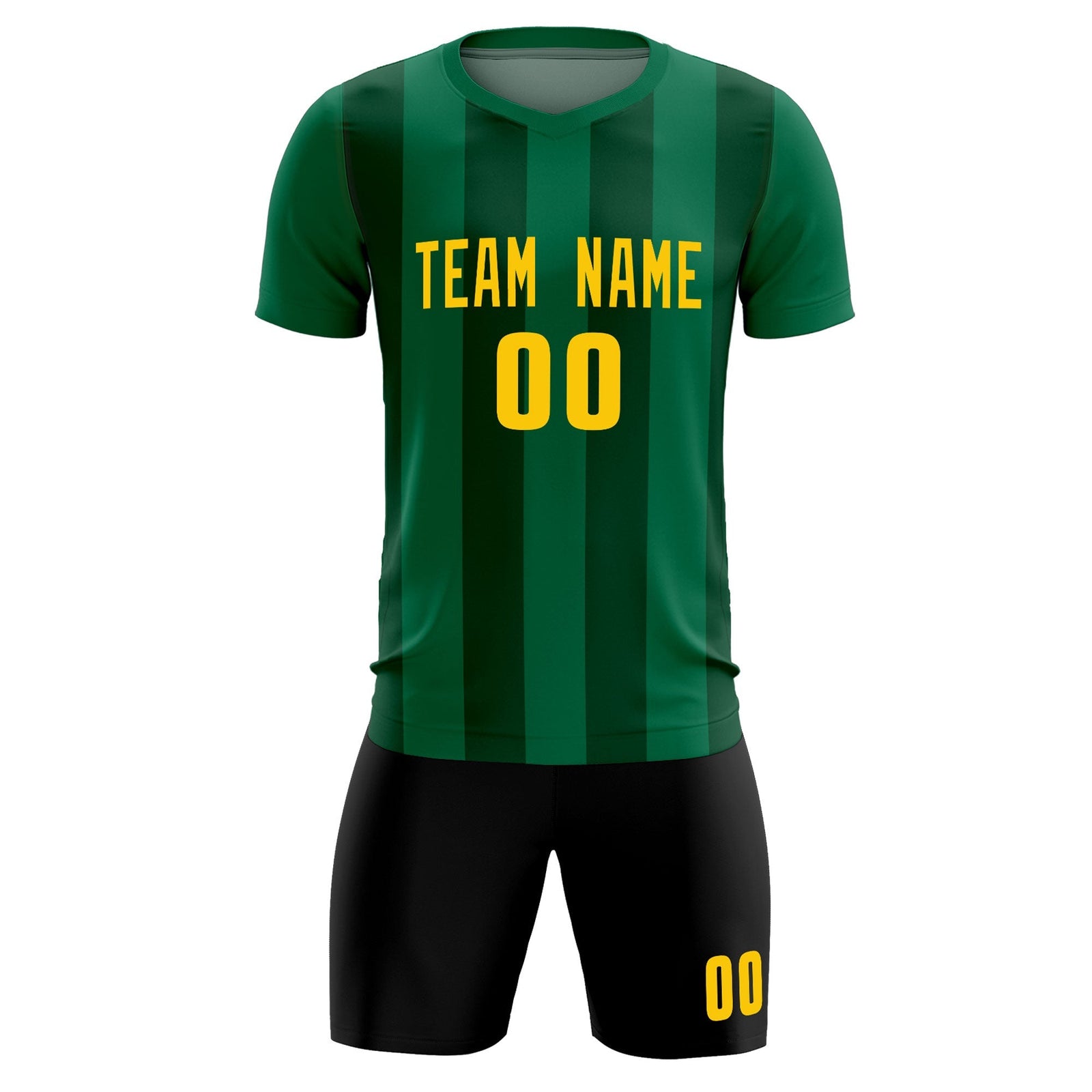 Custom Kelly Green Green Vertical Stripes Casual Outdoor Soccer Sets Jersey
