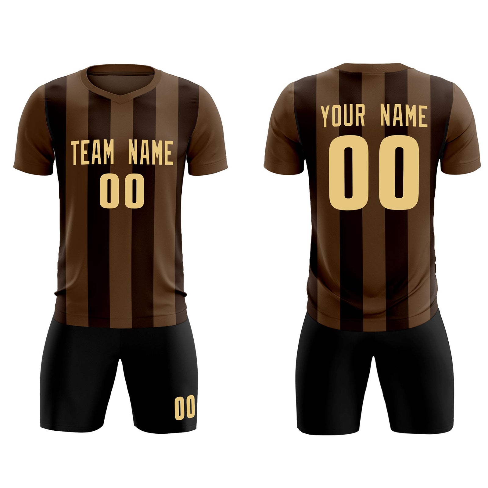 Custom Light Brown Brown Vertical Stripes Casual Outdoor Soccer Sets Jersey