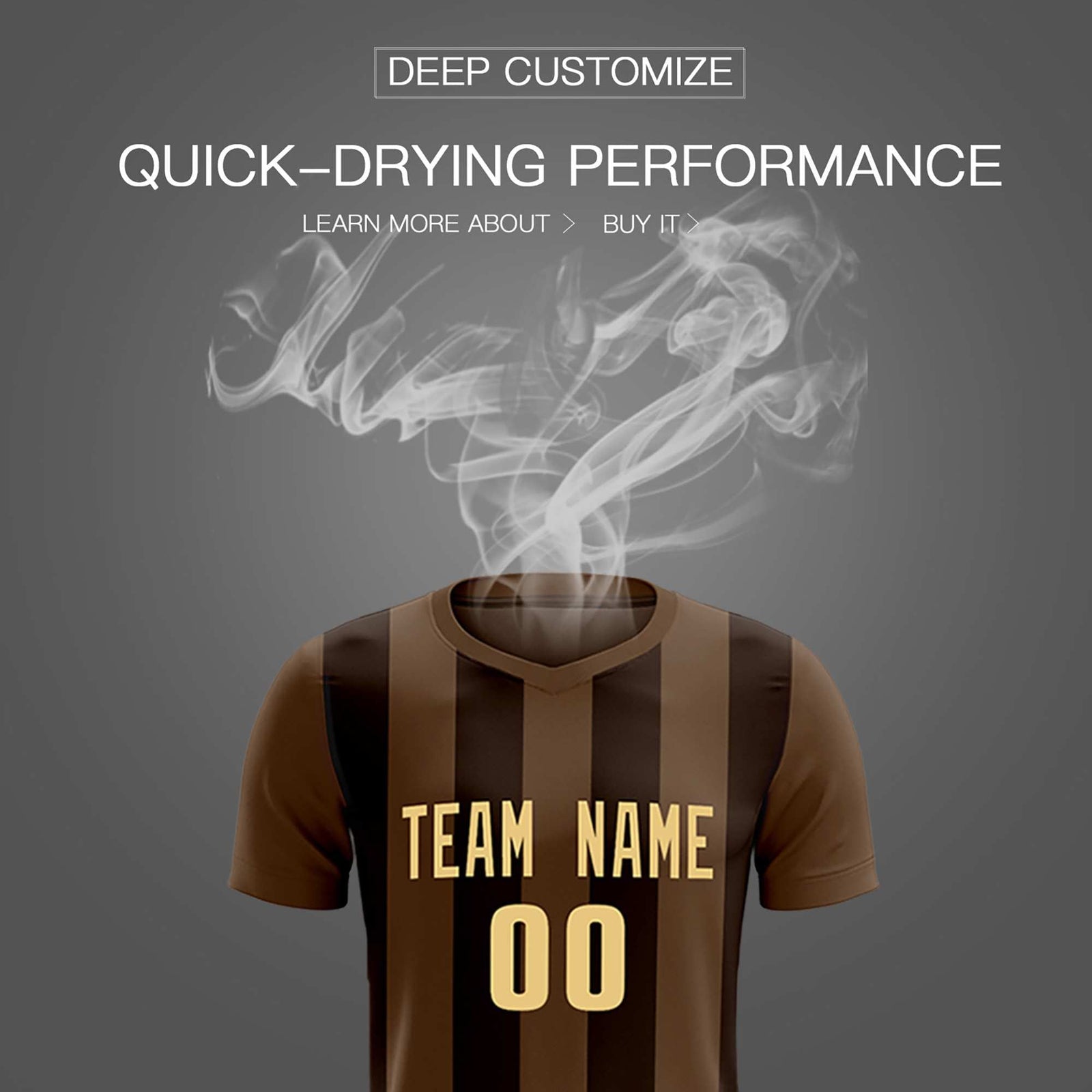 Custom Light Brown Brown Vertical Stripes Casual Outdoor Soccer Sets Jersey