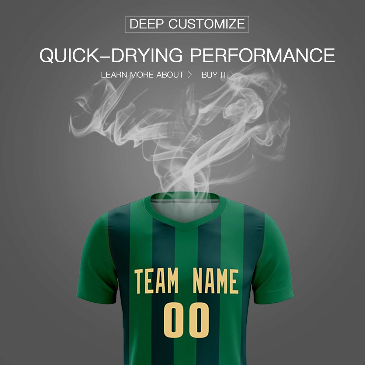 Custom Kelly Green Midnight Green Vertical Stripes Casual Outdoor Soccer Sets Jersey