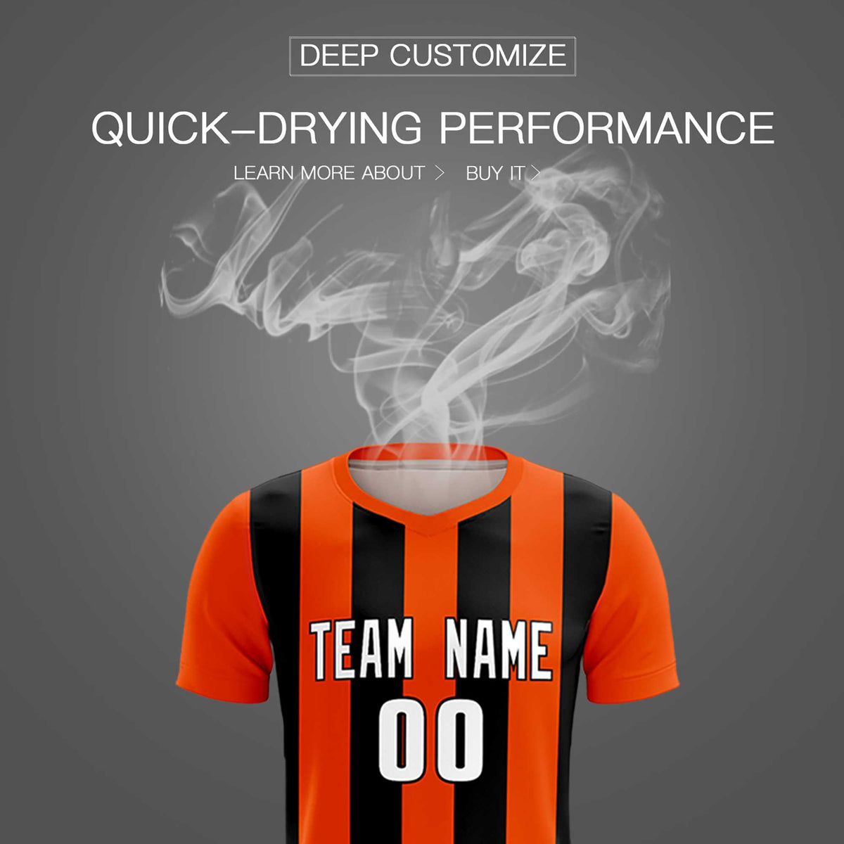Custom Orange Black Vertical Stripes Casual Outdoor Soccer Sets Jersey