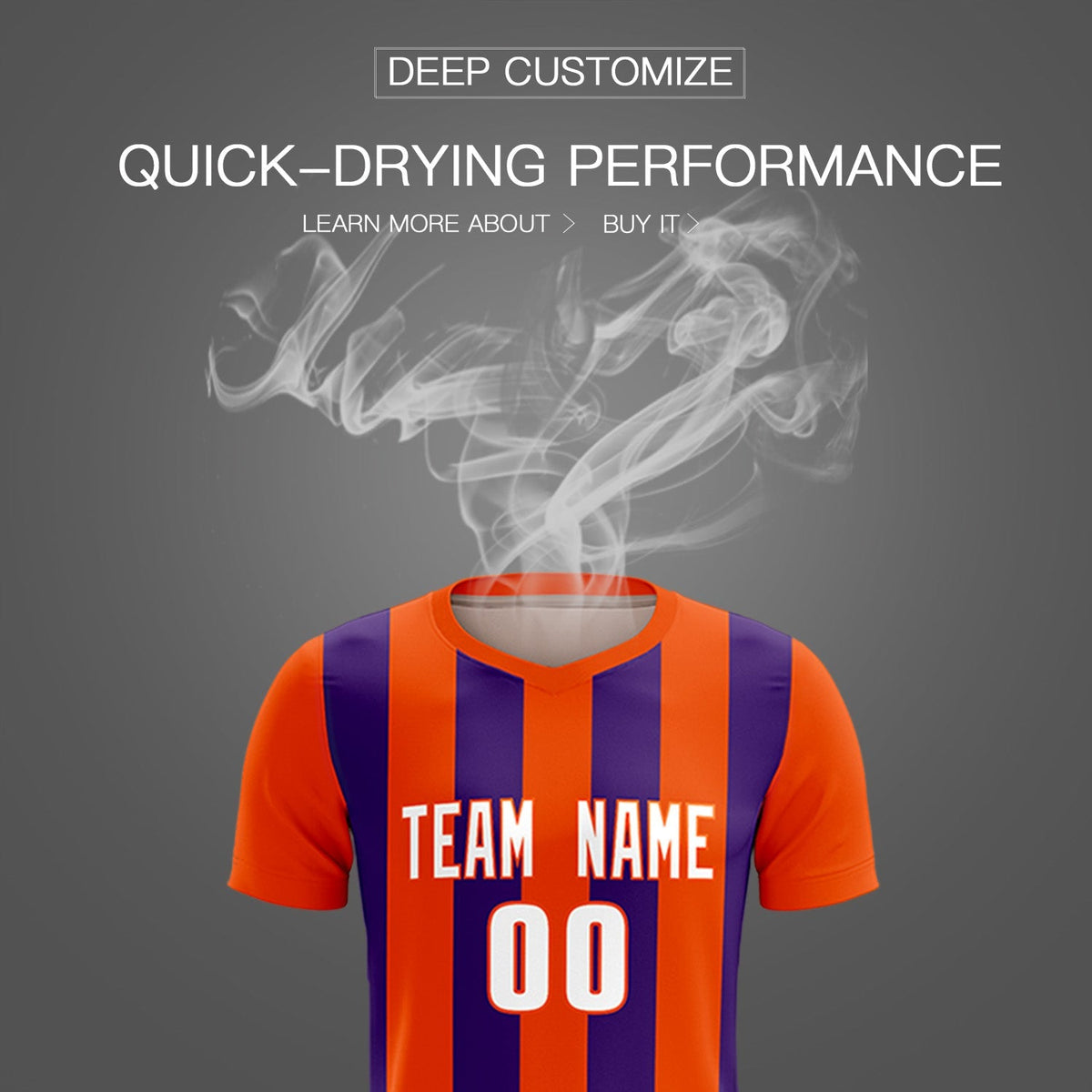 Custom Orange Purple Vertical Stripes Casual Outdoor Soccer Sets Jersey