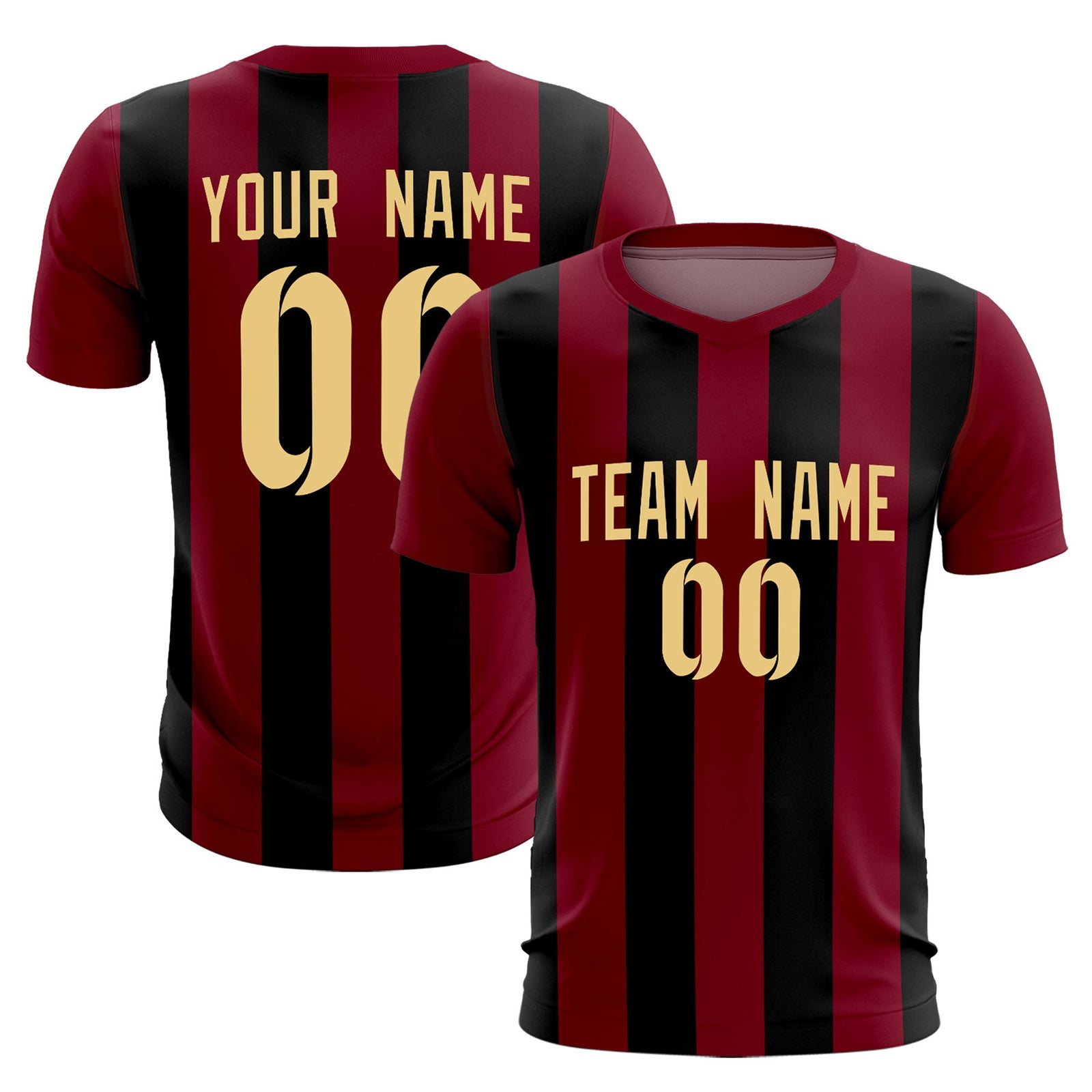 Custom Crimson Black Vertical Stripes Casual Outdoor Soccer Sets Jersey