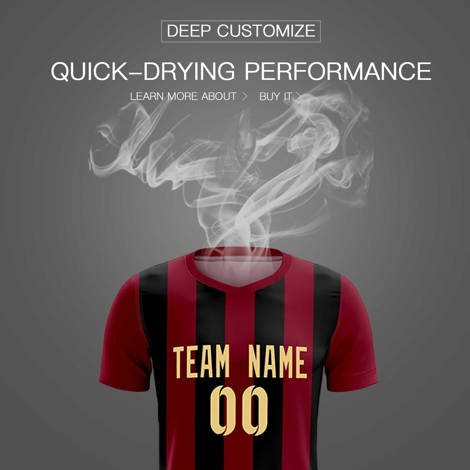 Custom Crimson Black Vertical Stripes Casual Outdoor Soccer Sets Jersey