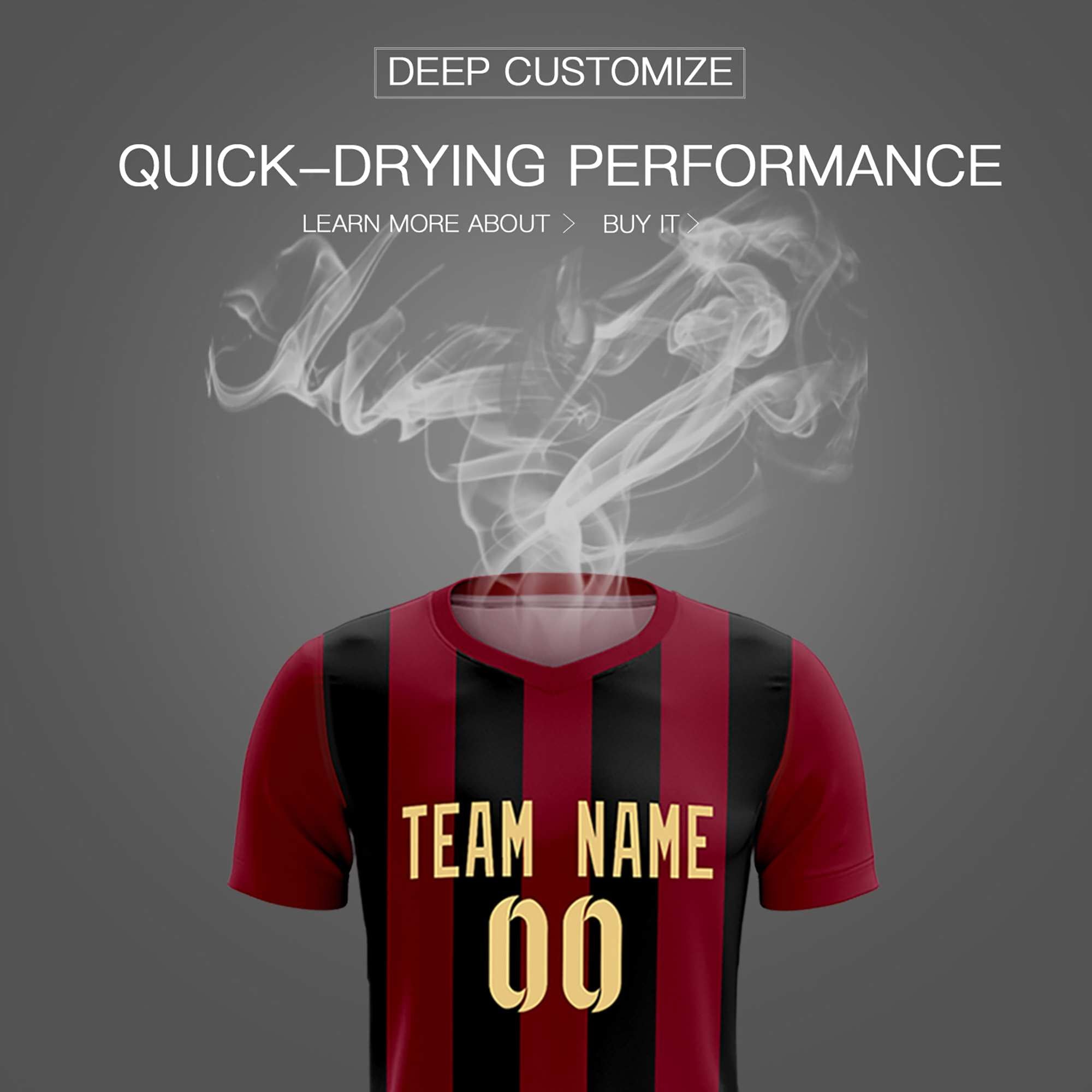 Custom Crimson Black Vertical Stripes Casual Outdoor Soccer Sets Jersey