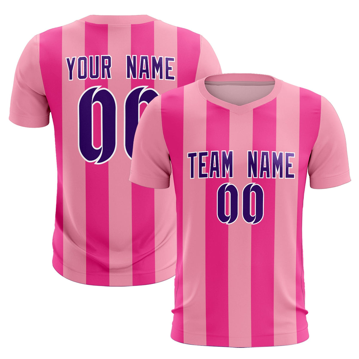 Custom Light Pink Pink Vertical Stripes Casual Outdoor Soccer Sets Jersey