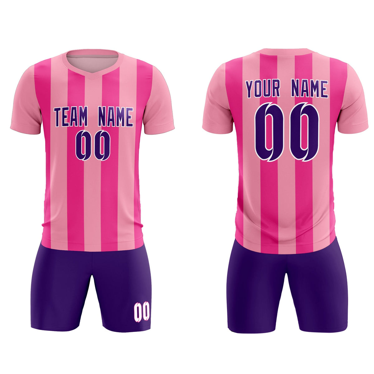 Custom Light Pink Pink Vertical Stripes Casual Outdoor Soccer Sets Jersey