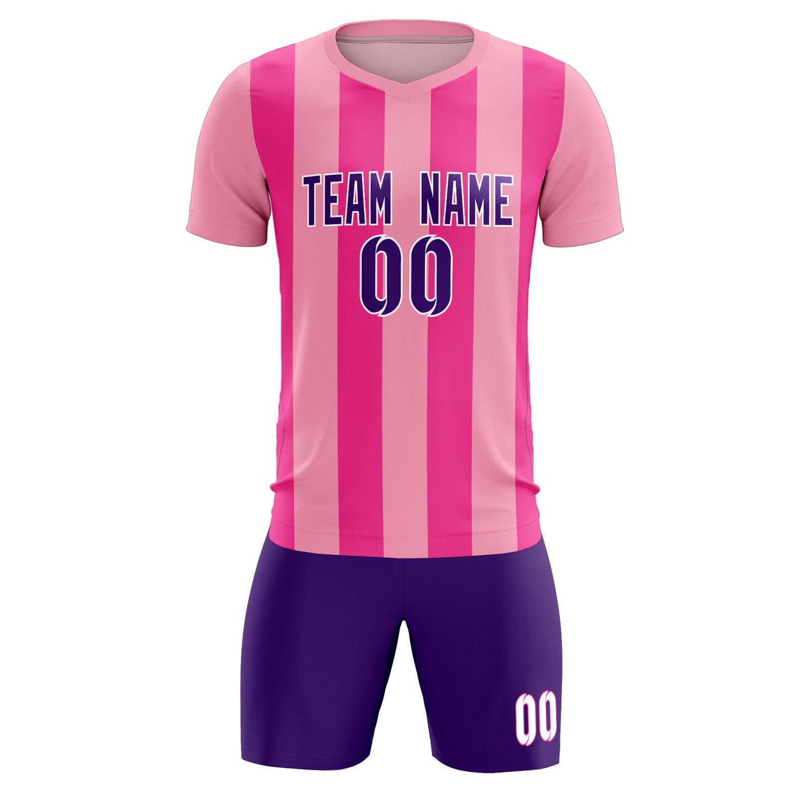 Custom Light Pink Pink Vertical Stripes Casual Outdoor Soccer Sets Jersey