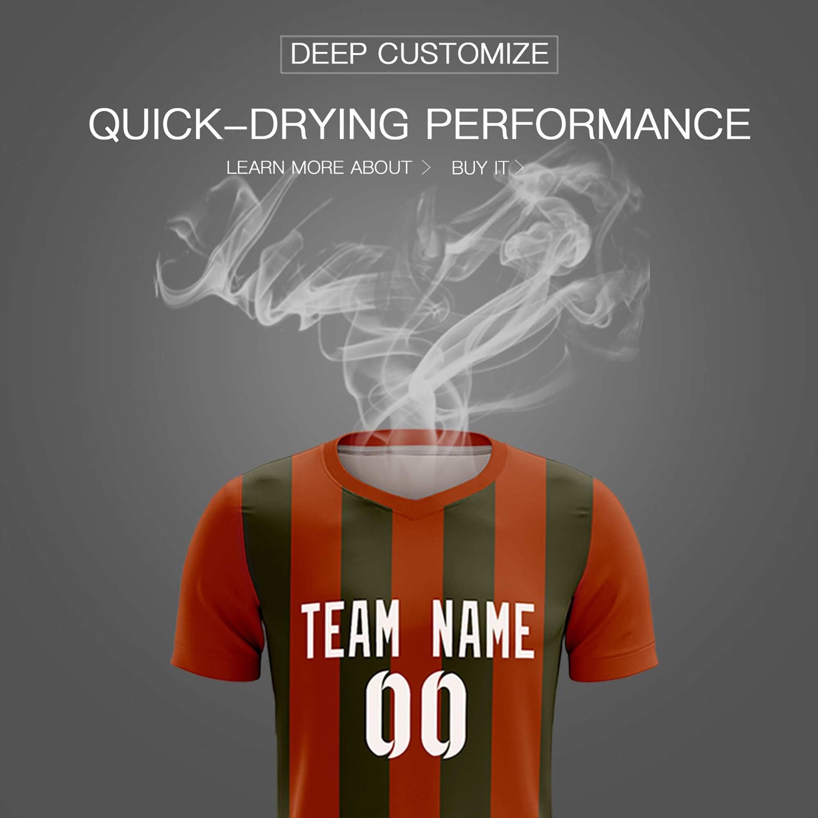 Custom Texas Orange Olive Vertical Stripes Casual Outdoor Soccer Sets Jersey