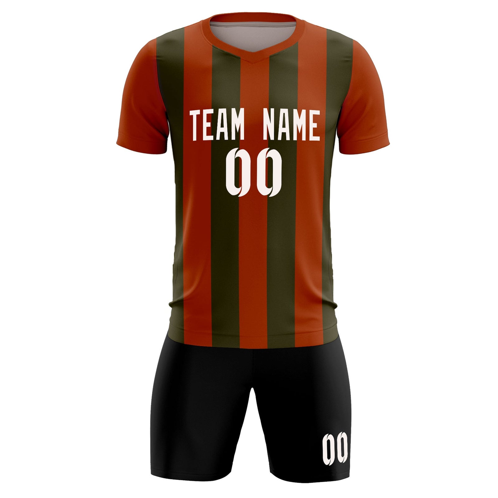 Custom Texas Orange Olive Vertical Stripes Casual Outdoor Soccer Sets Jersey