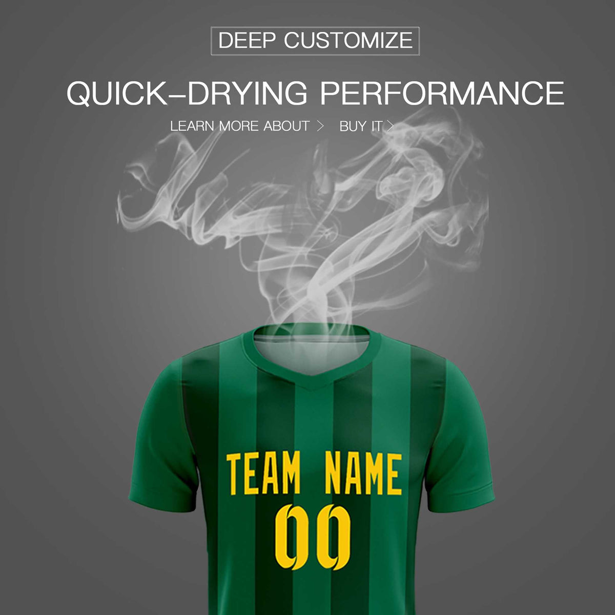 Custom Kelly Green Green Vertical Stripes Casual Outdoor Soccer Sets Jersey