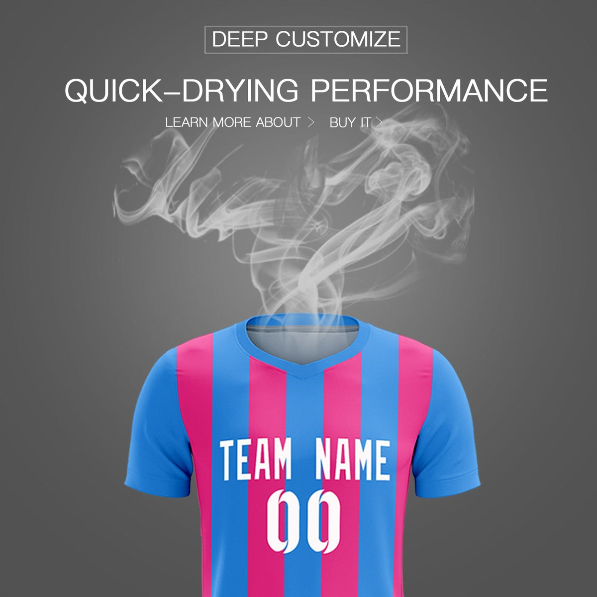 Custom Powder Blue Pink Vertical Stripes Casual Outdoor Soccer Sets Jersey