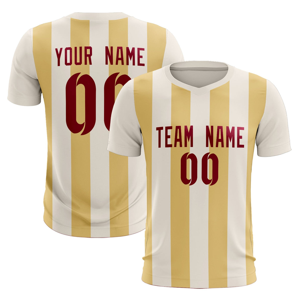 Custom Cream Khaki Vertical Stripes Casual Outdoor Soccer Sets Jersey