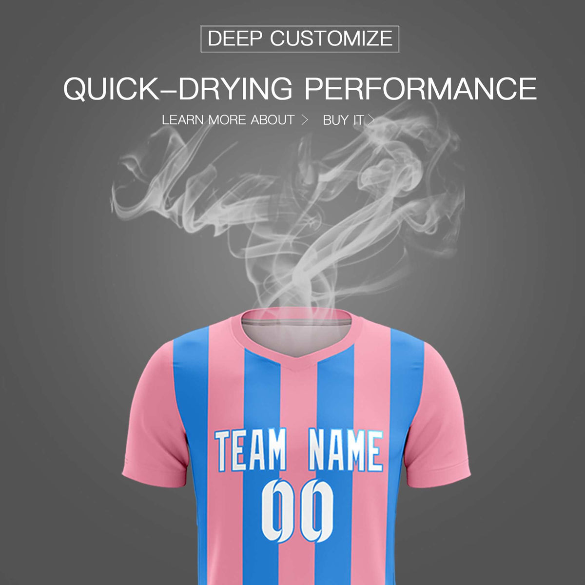 Custom Light Pink Powder Blue Vertical Stripes Casual Outdoor Soccer Sets Jersey