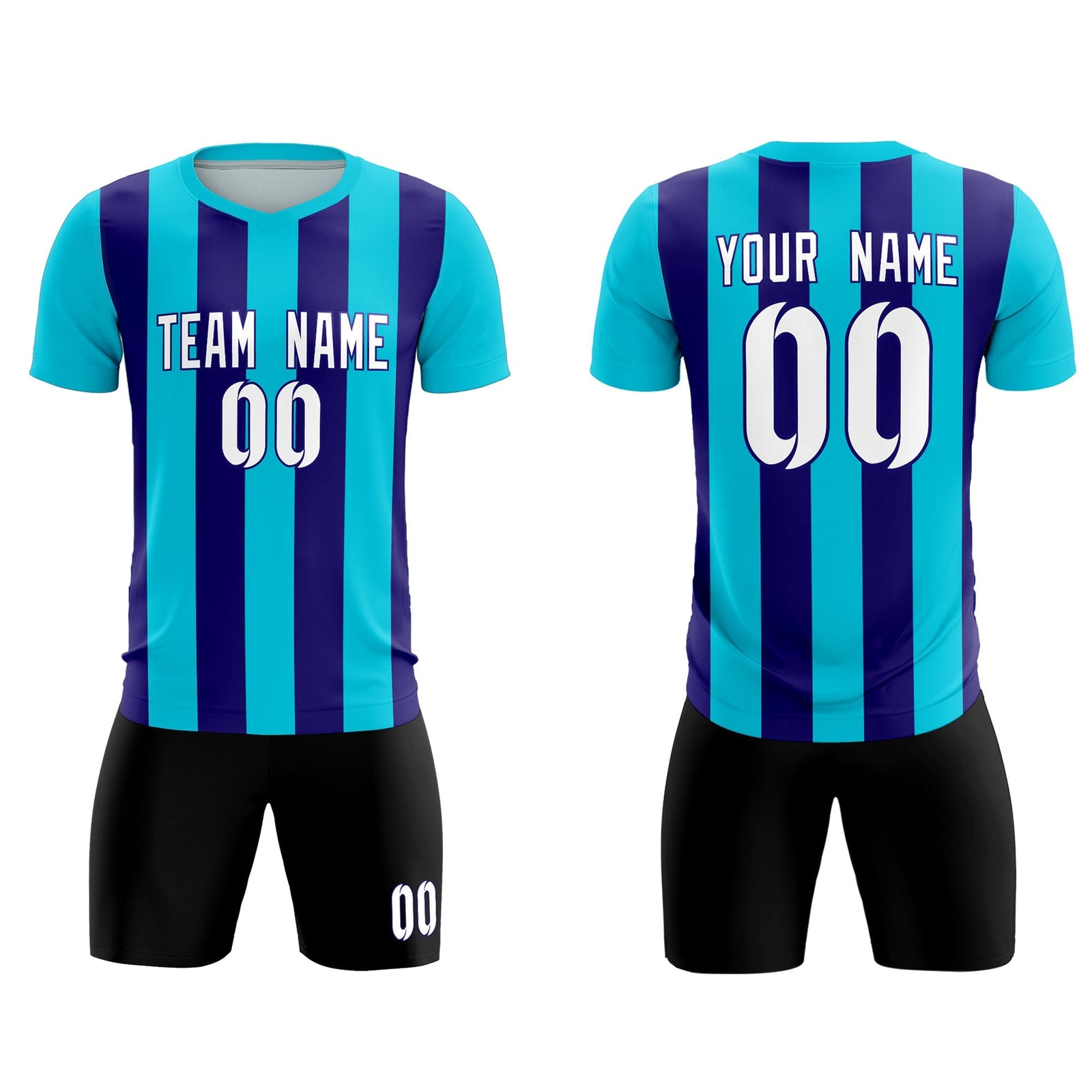 Custom Sky Blue Royal Vertical Stripes Casual Outdoor Soccer Sets Jersey