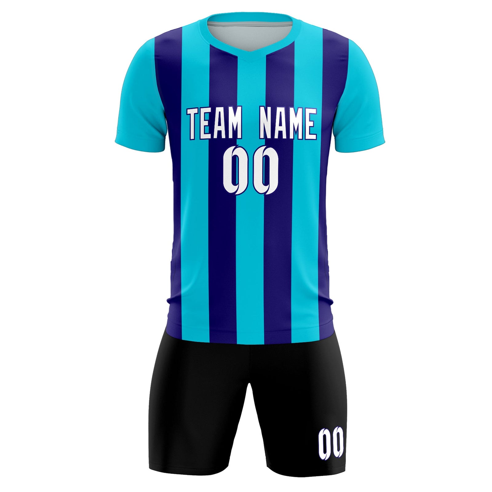 Custom Sky Blue Royal Vertical Stripes Casual Outdoor Soccer Sets Jersey