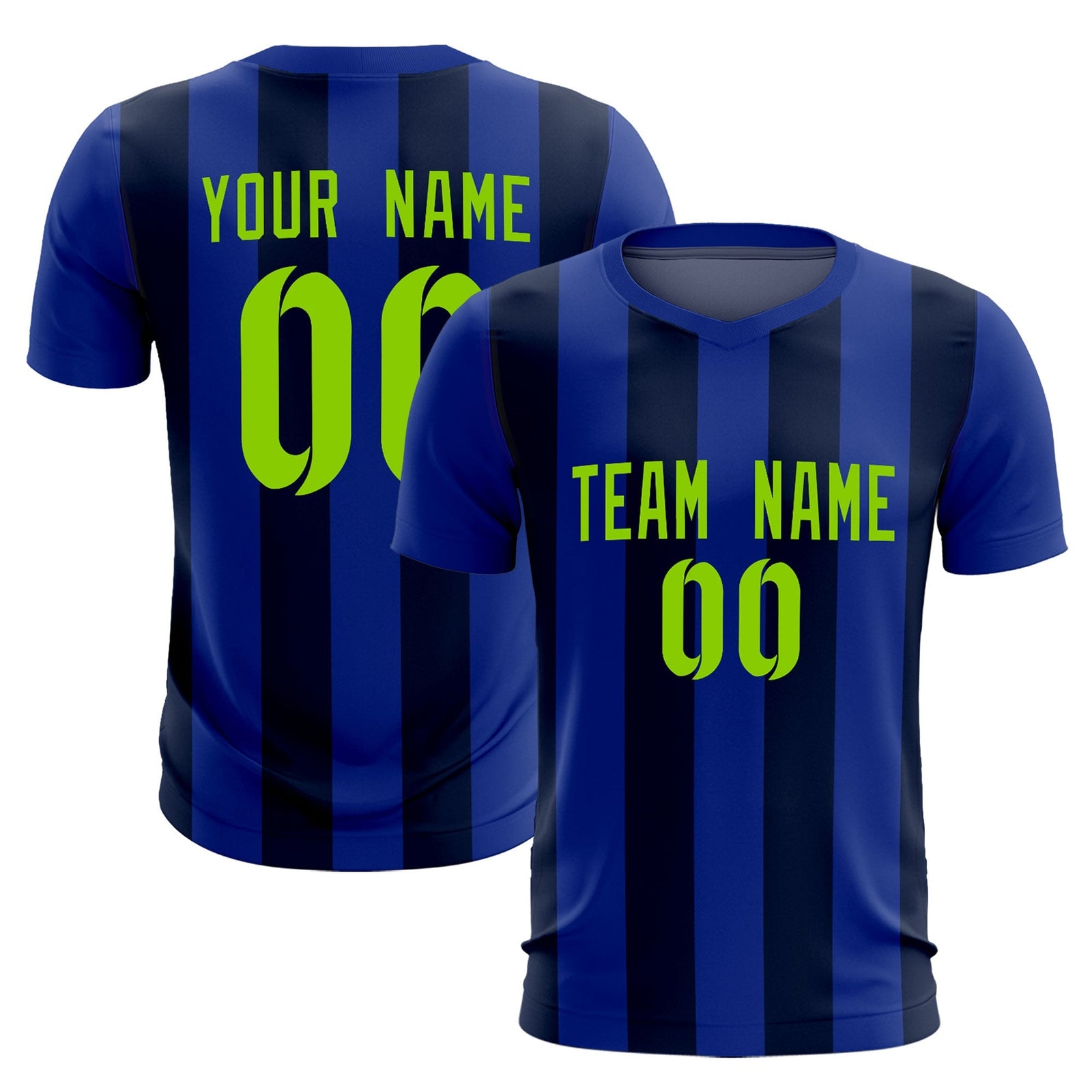 Custom Royal Navy Vertical Stripes Casual Outdoor Soccer Sets Jersey