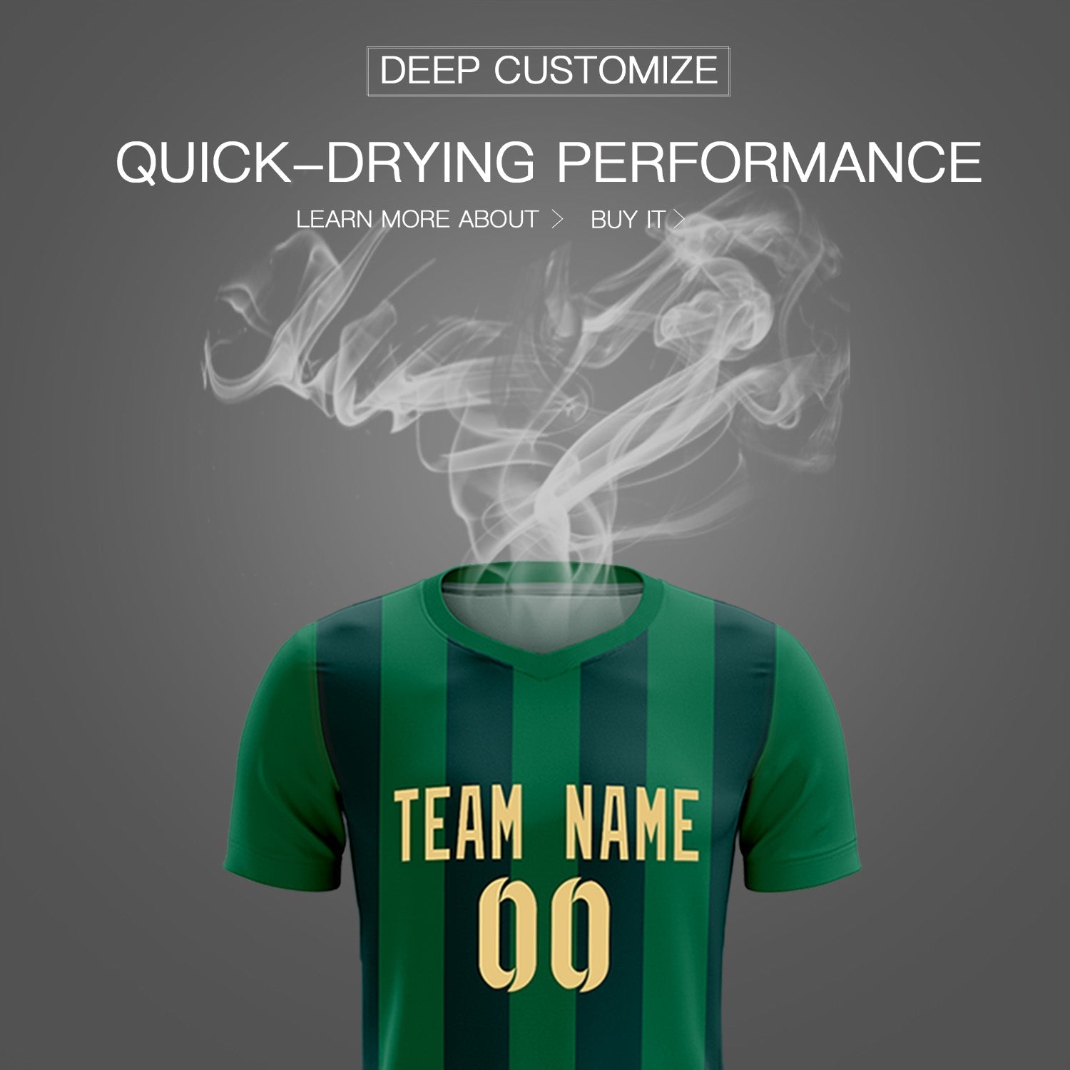 Custom Kelly Green Midnight Green Vertical Stripes Casual Outdoor Soccer Sets Jersey