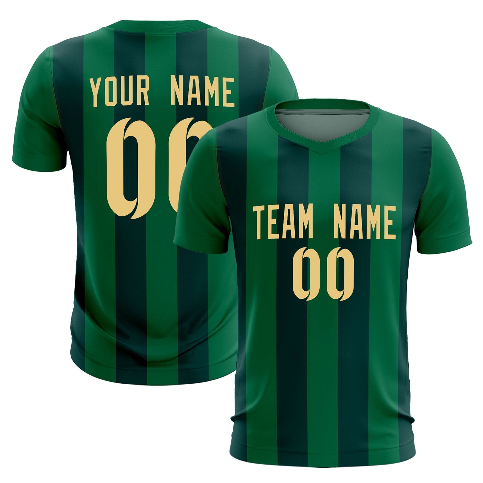Custom Kelly Green Midnight Green Vertical Stripes Casual Outdoor Soccer Sets Jersey