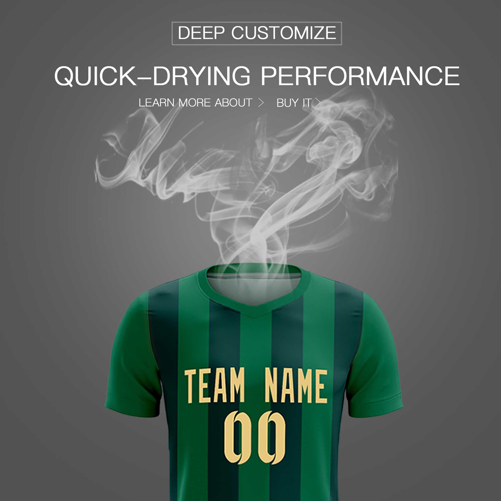 Custom Kelly Green Midnight Green Vertical Stripes Casual Outdoor Soccer Sets Jersey