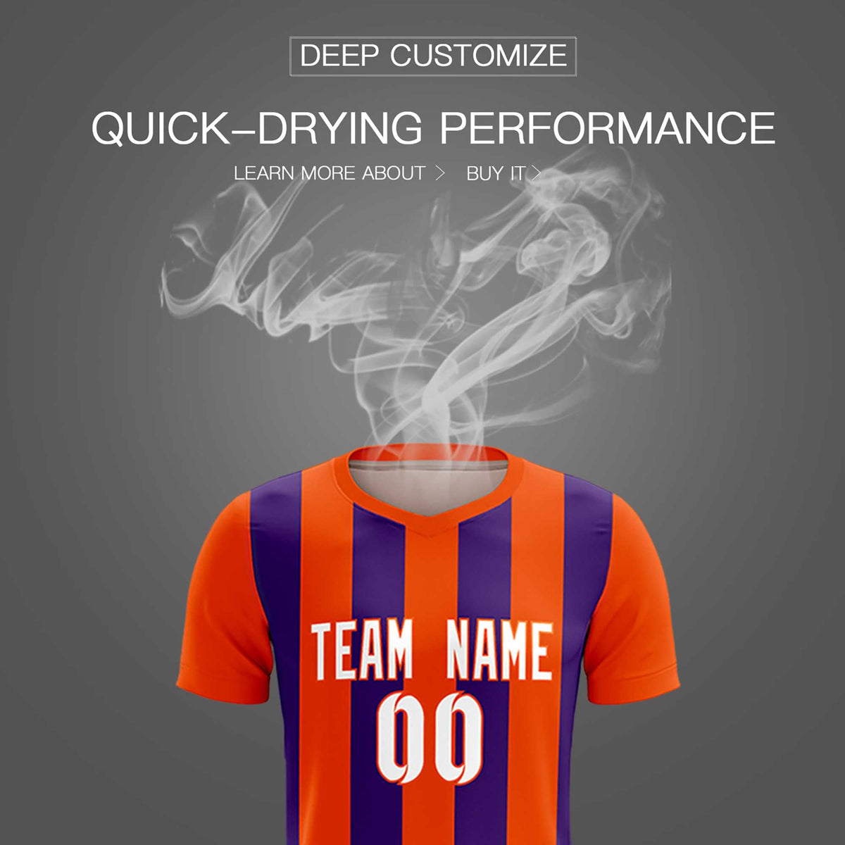Custom Orange Purple Vertical Stripes Casual Outdoor Soccer Sets Jersey