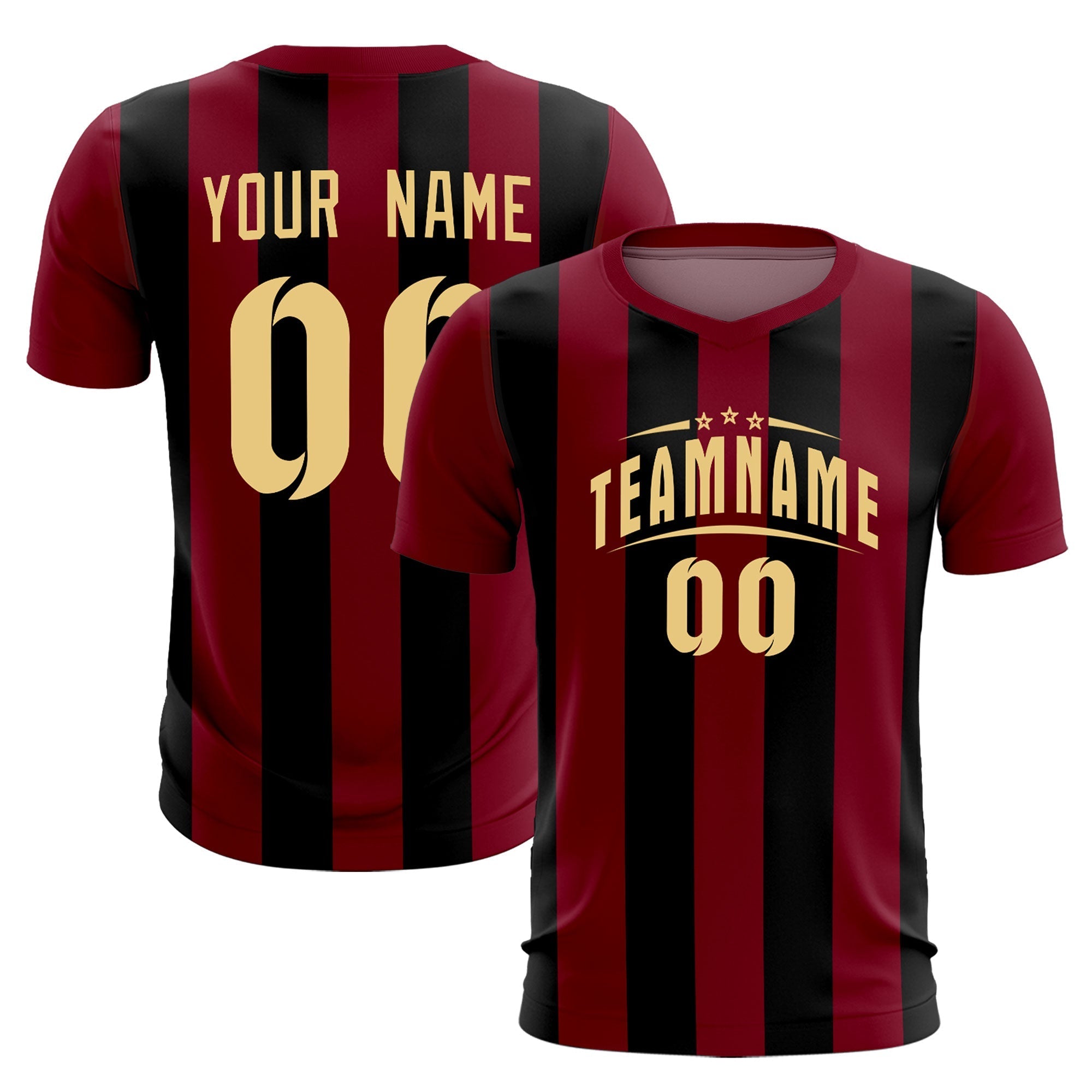 Custom Crimson Black Vertical Stripes Casual Outdoor Soccer Sets Jersey