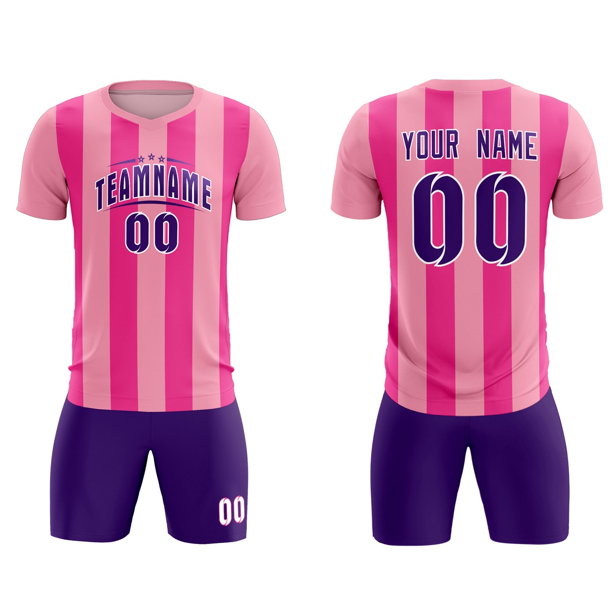 Custom Light Pink Pink Vertical Stripes Casual Outdoor Soccer Sets Jersey