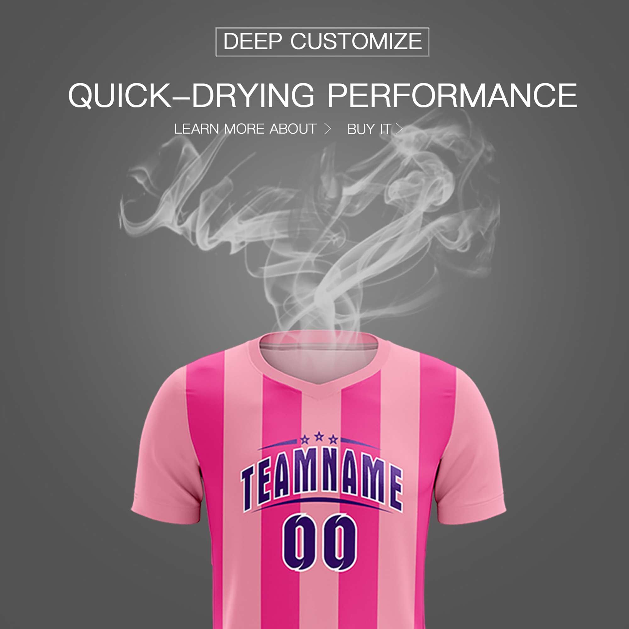 Custom Light Pink Pink Vertical Stripes Casual Outdoor Soccer Sets Jersey