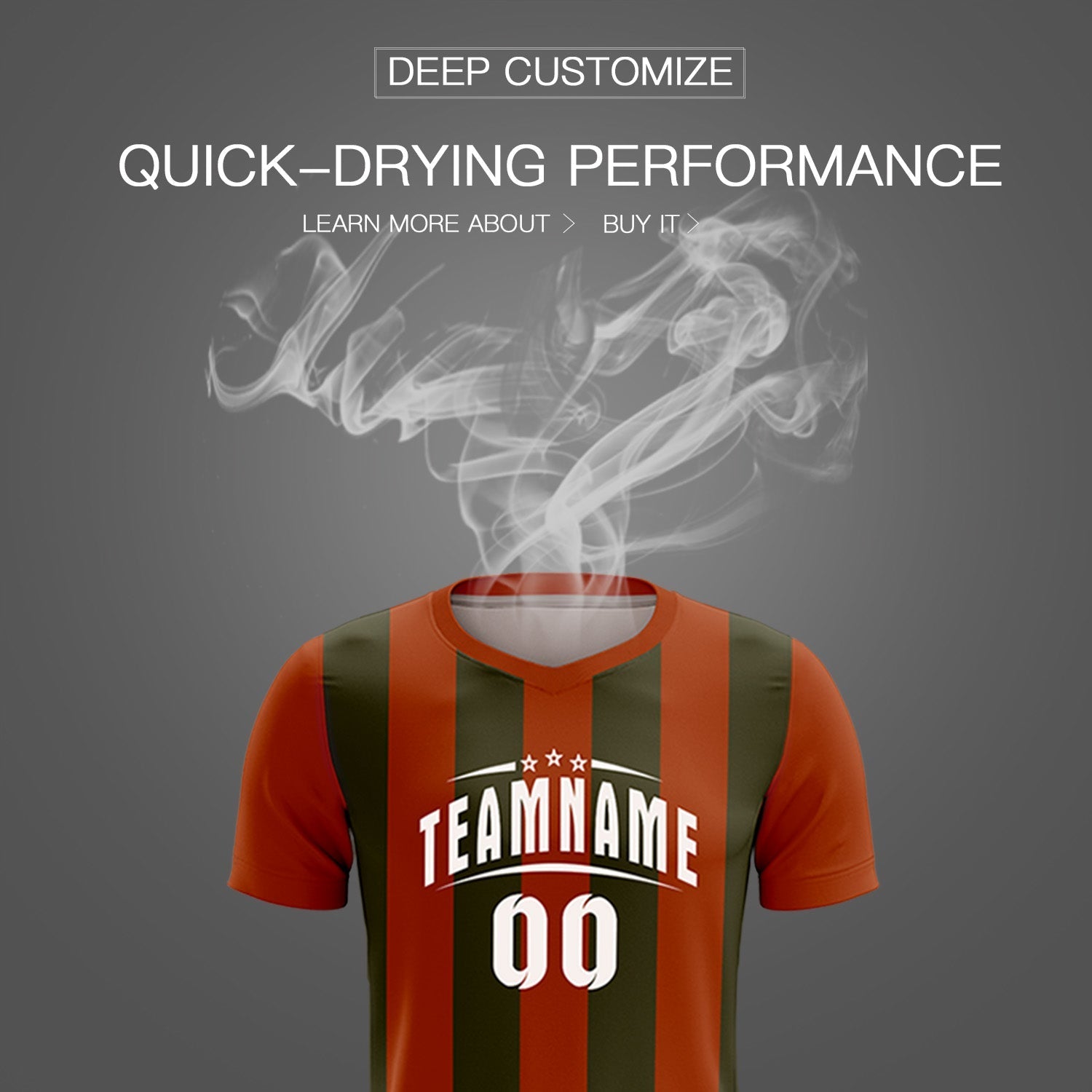Custom Texas Orange Olive Vertical Stripes Casual Outdoor Soccer Sets Jersey