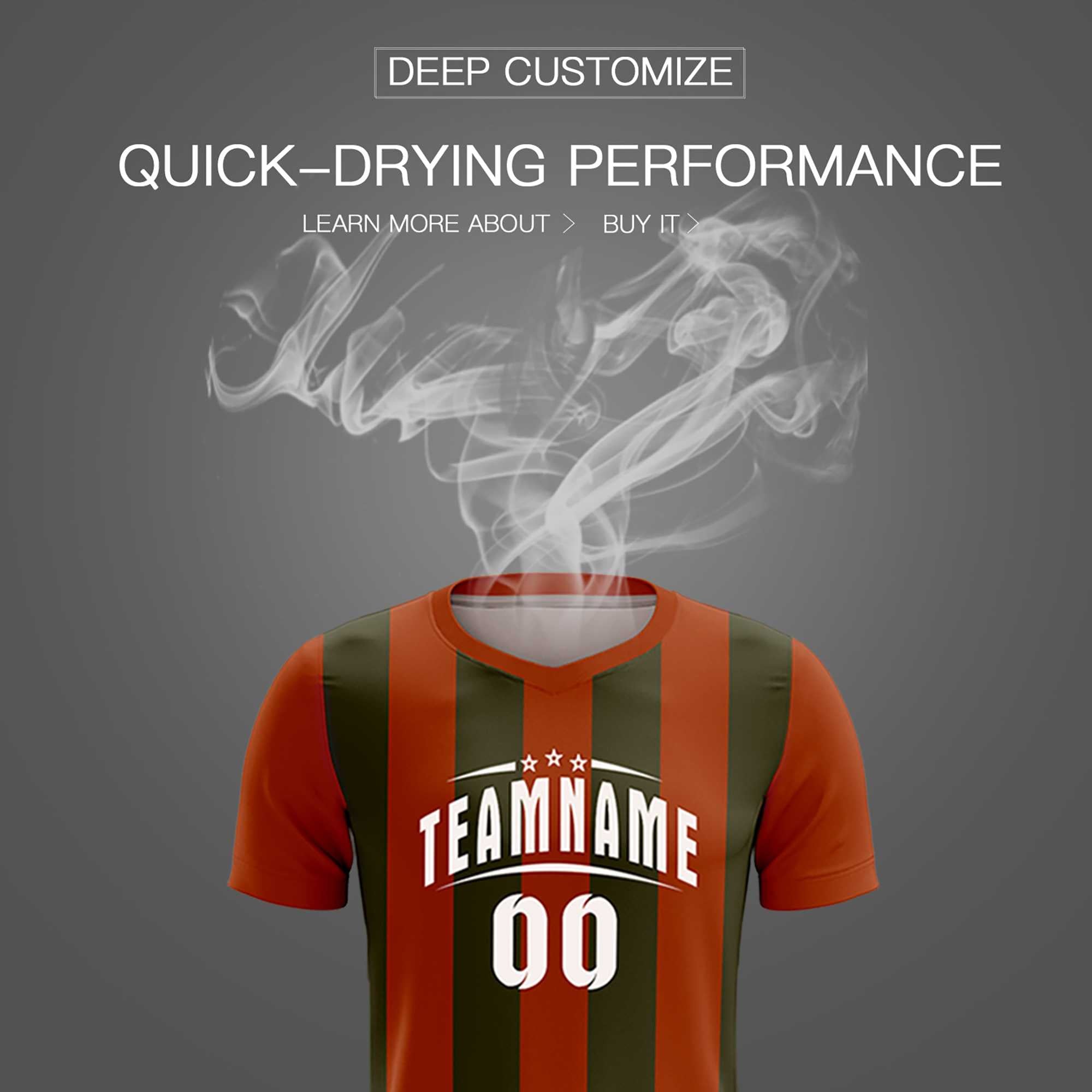 Custom Texas Orange Olive Vertical Stripes Casual Outdoor Soccer Sets Jersey