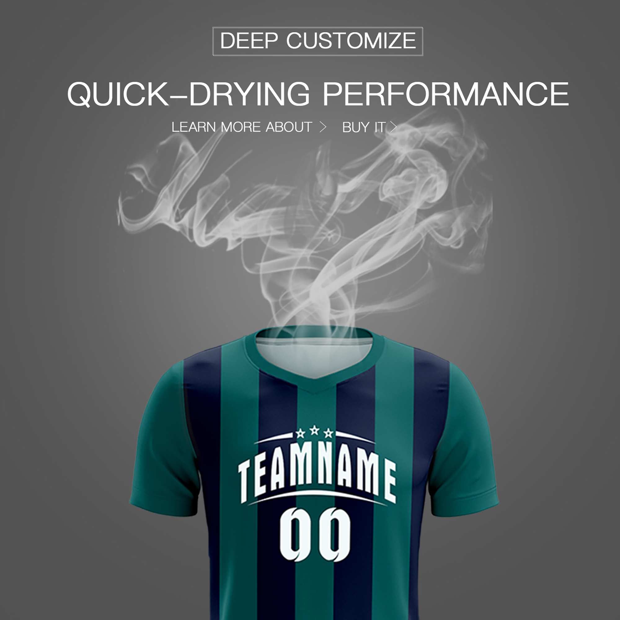 Custom Aqua Navy Vertical Stripes Casual Outdoor Soccer Sets Jersey