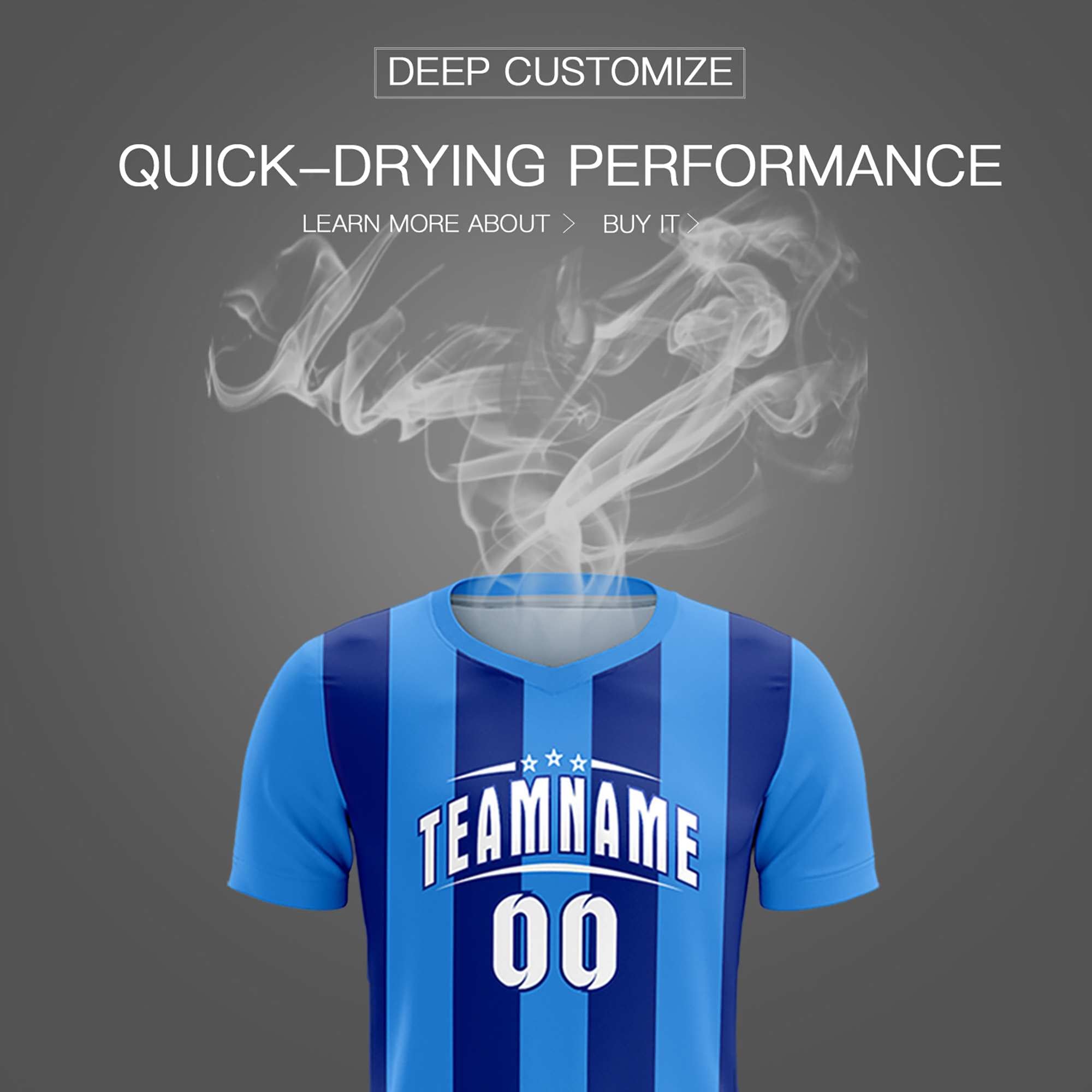 Custom Powder Blue Royal Vertical Stripes Casual Outdoor Soccer Sets Jersey