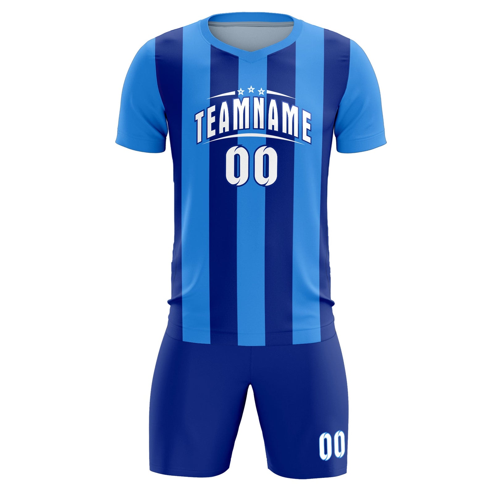 Custom Powder Blue Royal Vertical Stripes Casual Outdoor Soccer Sets Jersey