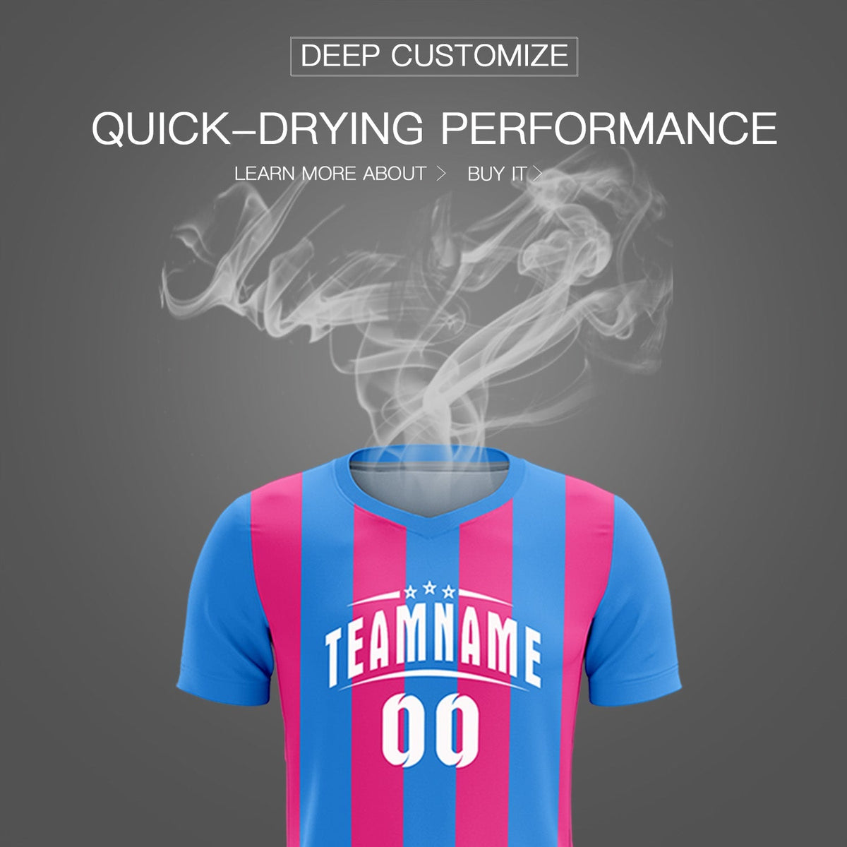 Custom Powder Blue Pink Vertical Stripes Casual Outdoor Soccer Sets Jersey