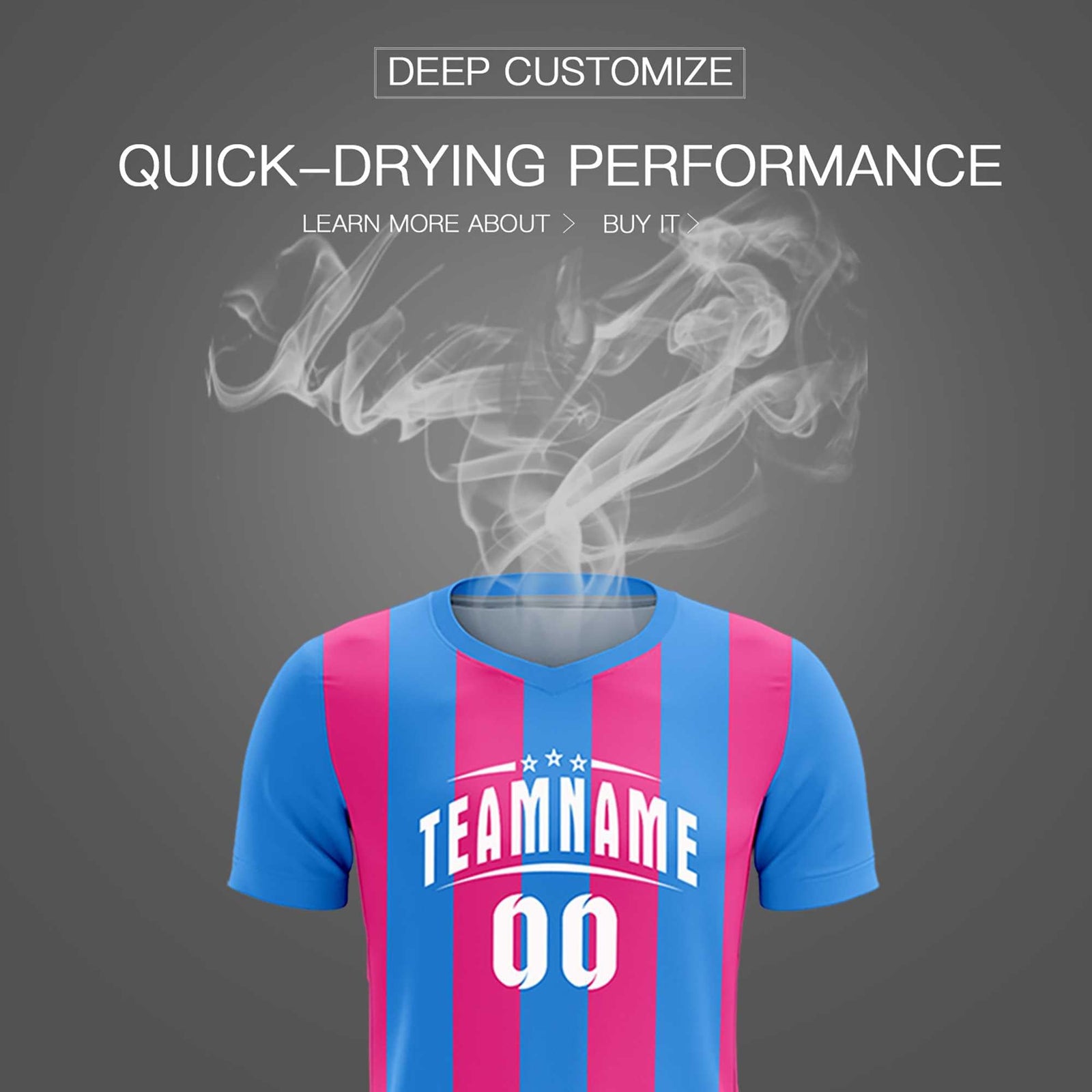 Custom Powder Blue Pink Vertical Stripes Casual Outdoor Soccer Sets Jersey
