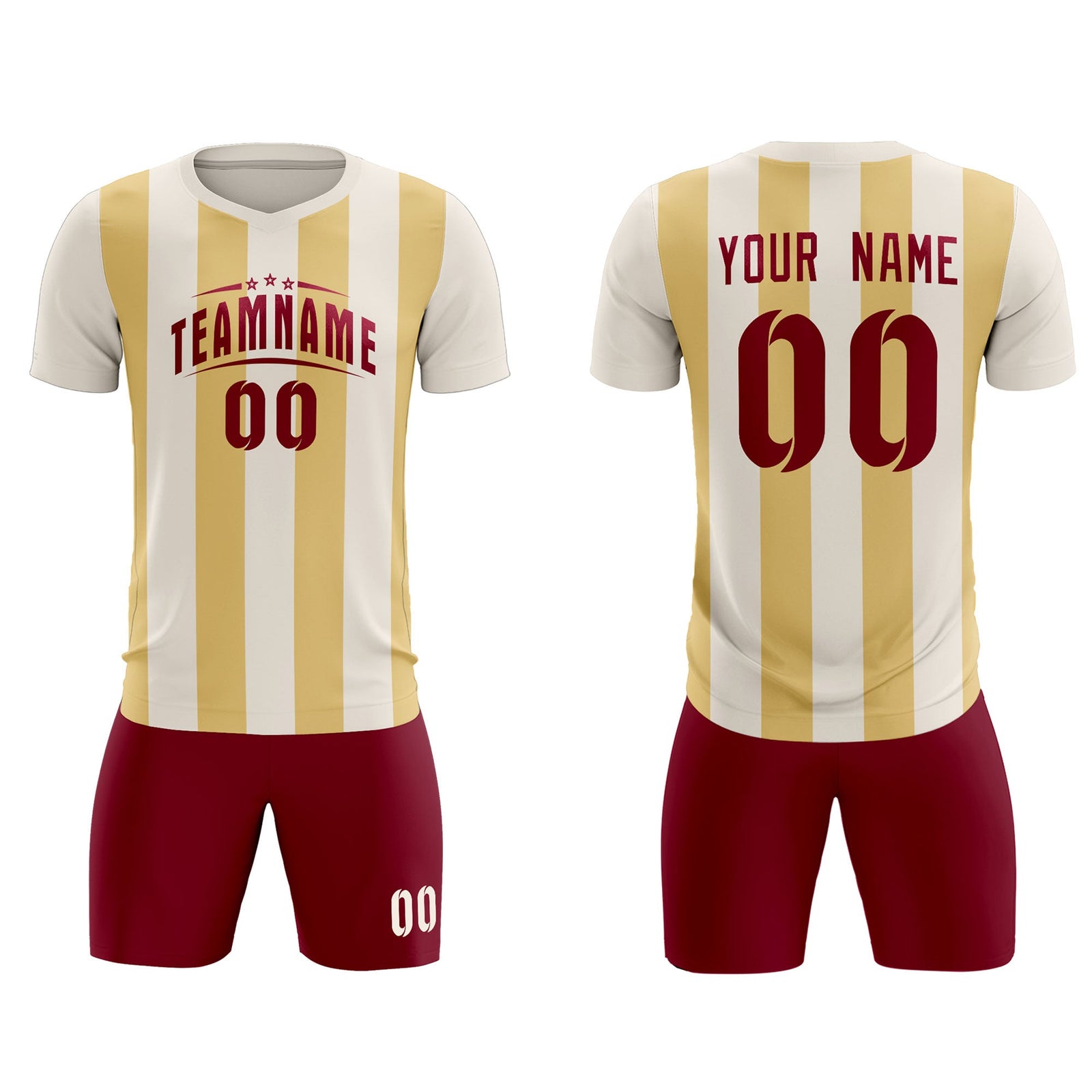 Custom Cream Khaki Vertical Stripes Casual Outdoor Soccer Sets Jersey