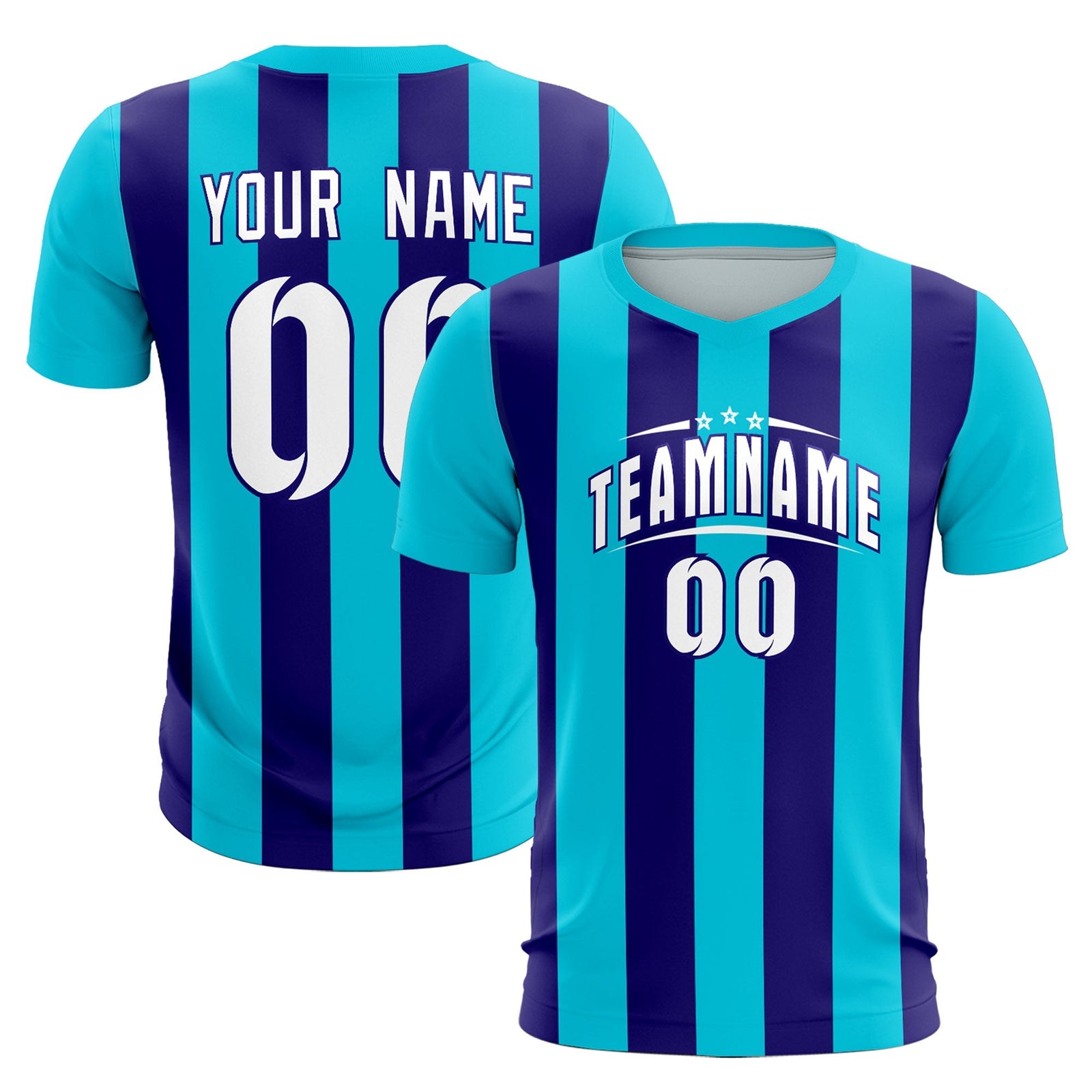 Custom Sky Blue Royal Vertical Stripes Casual Outdoor Soccer Sets Jersey
