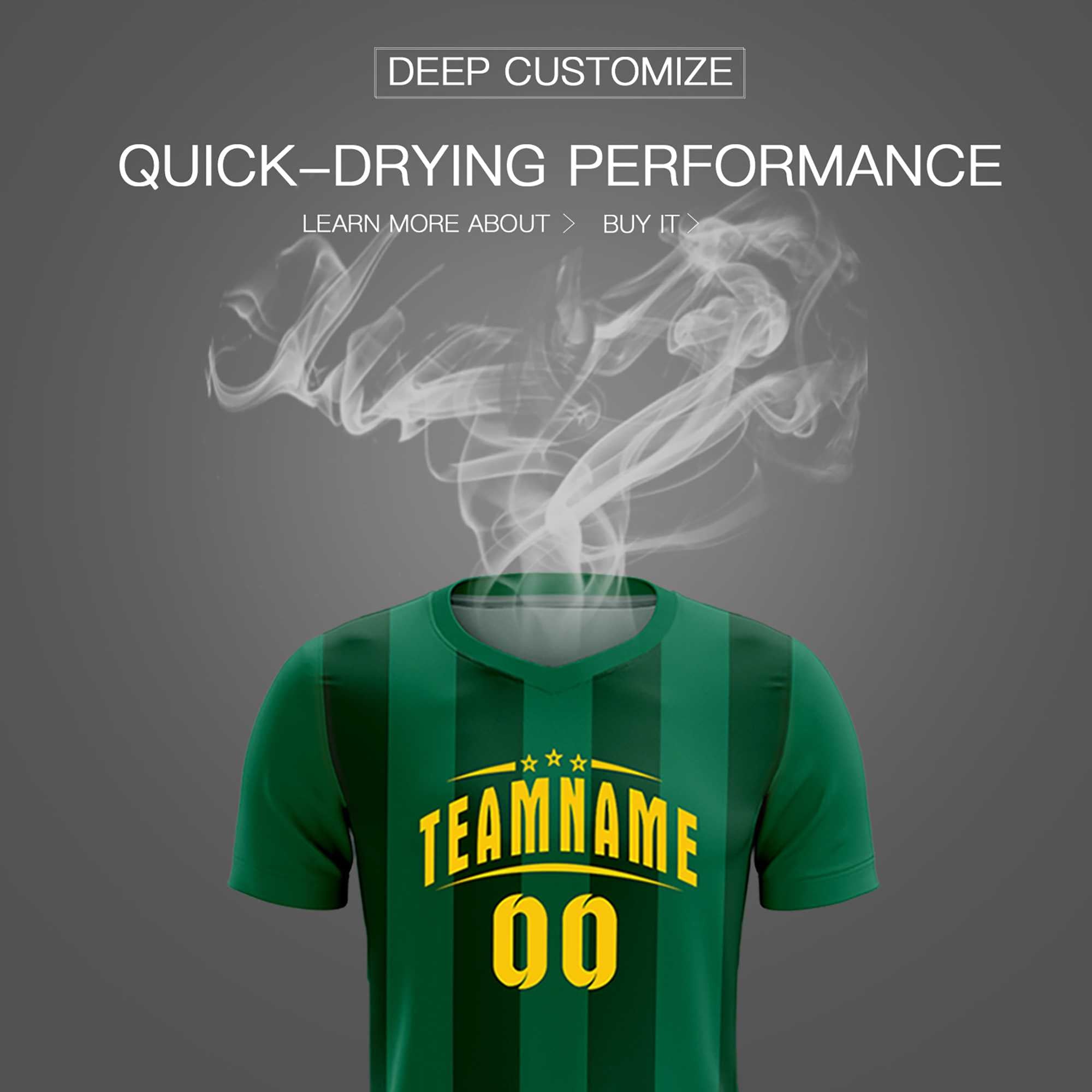 Custom Kelly Green Green Vertical Stripes Casual Outdoor Soccer Sets Jersey