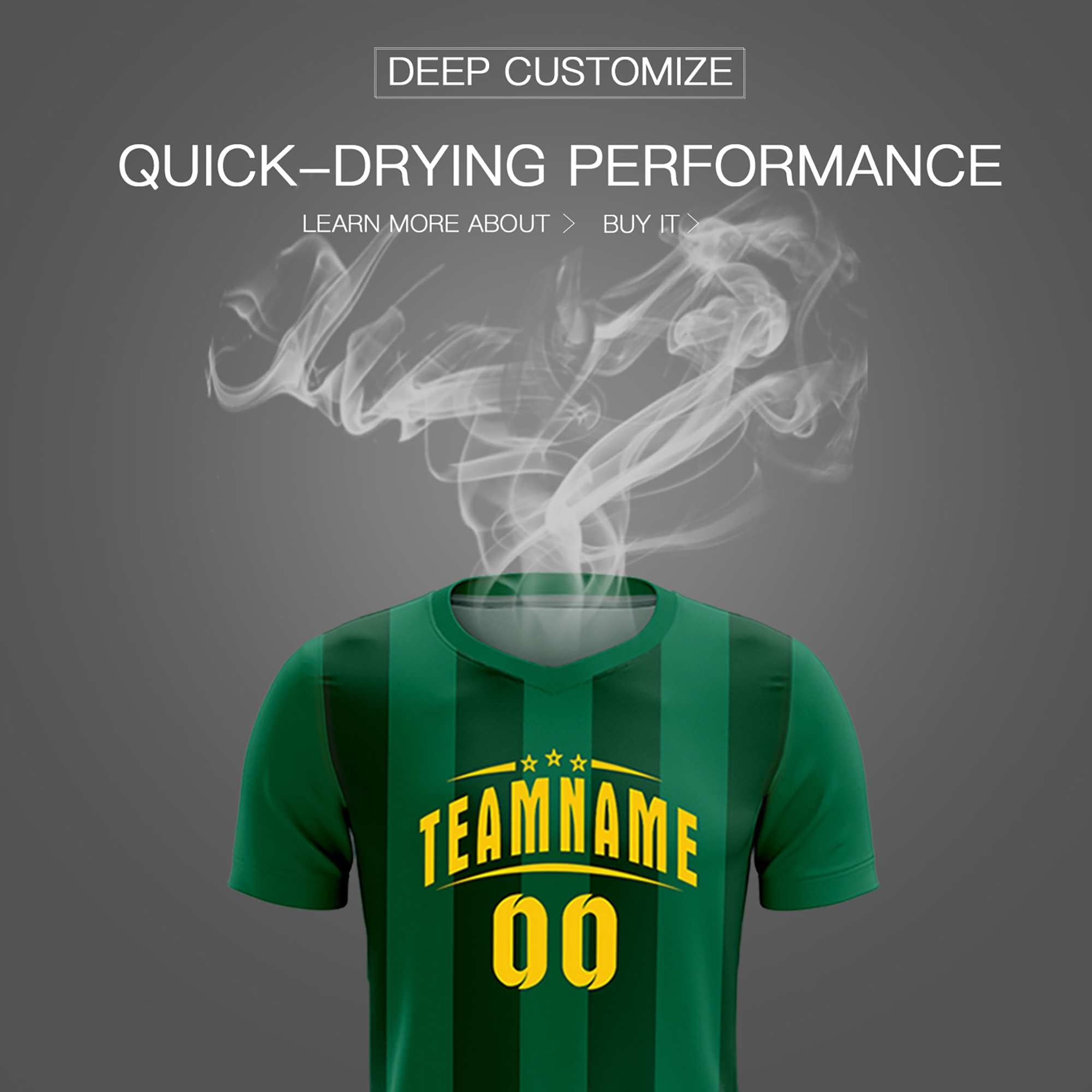Custom Kelly Green Green Vertical Stripes Casual Outdoor Soccer Sets Jersey