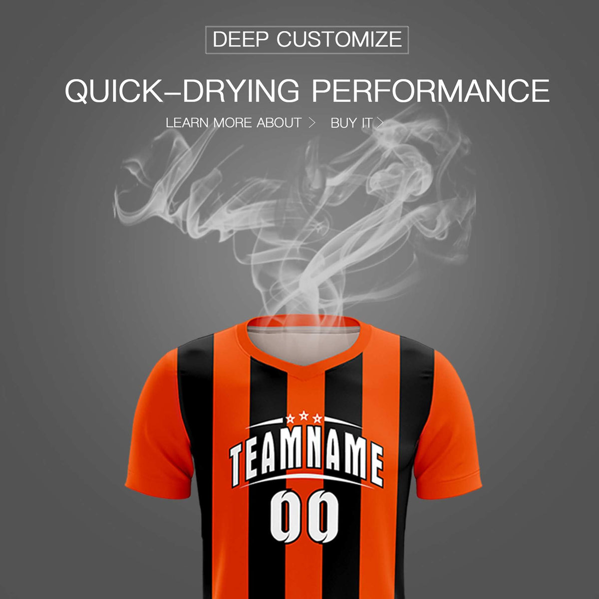 Custom Orange Black Vertical Stripes Casual Outdoor Soccer Sets Jersey