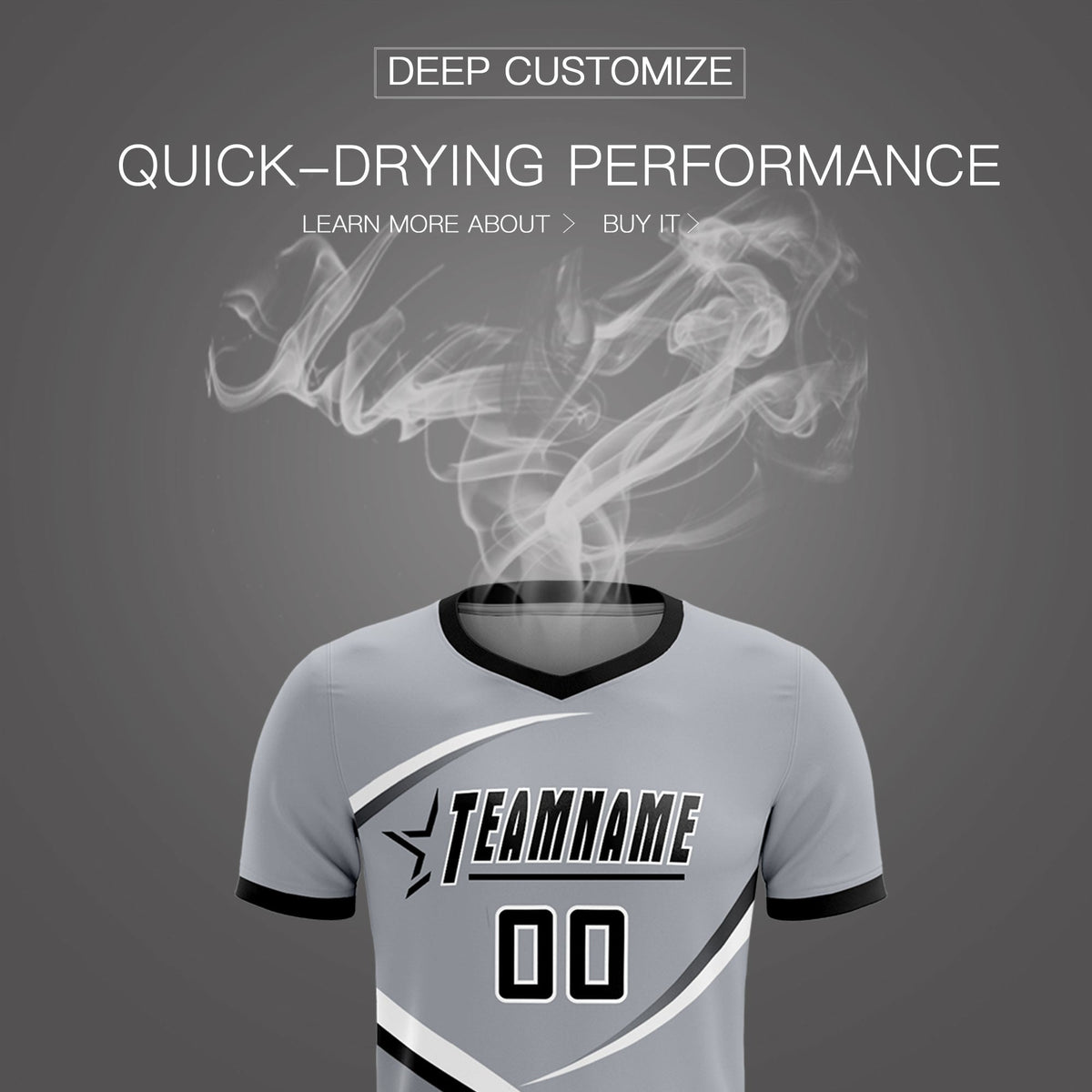 Custom Gray Black Color Block Training Uniform For Men Soccer Sets Jersey