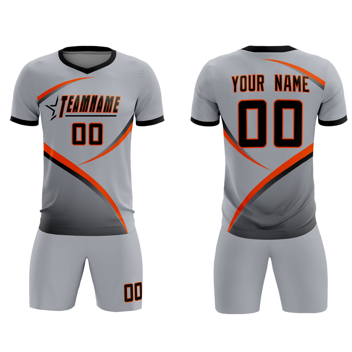 Custom Gray Black Color Block Training Uniform For Men Soccer Sets Jersey