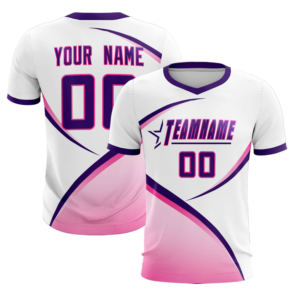 Custom White Purple Color Block Training Uniform For Men Soccer Sets Jersey
