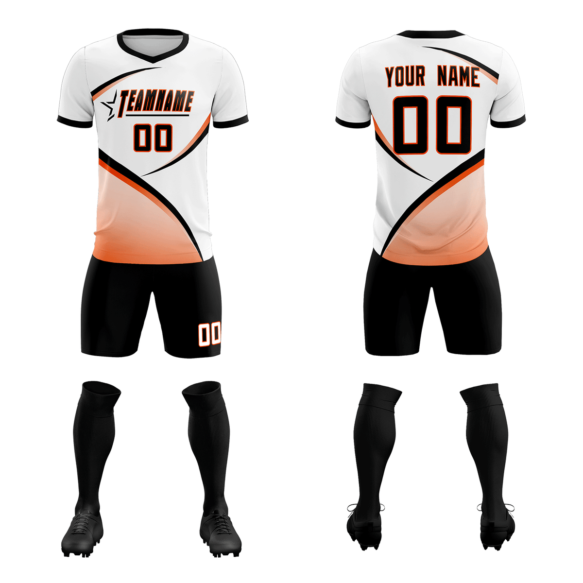 Custom White Black Color Block Training Uniform For Men Soccer Sets Jersey
