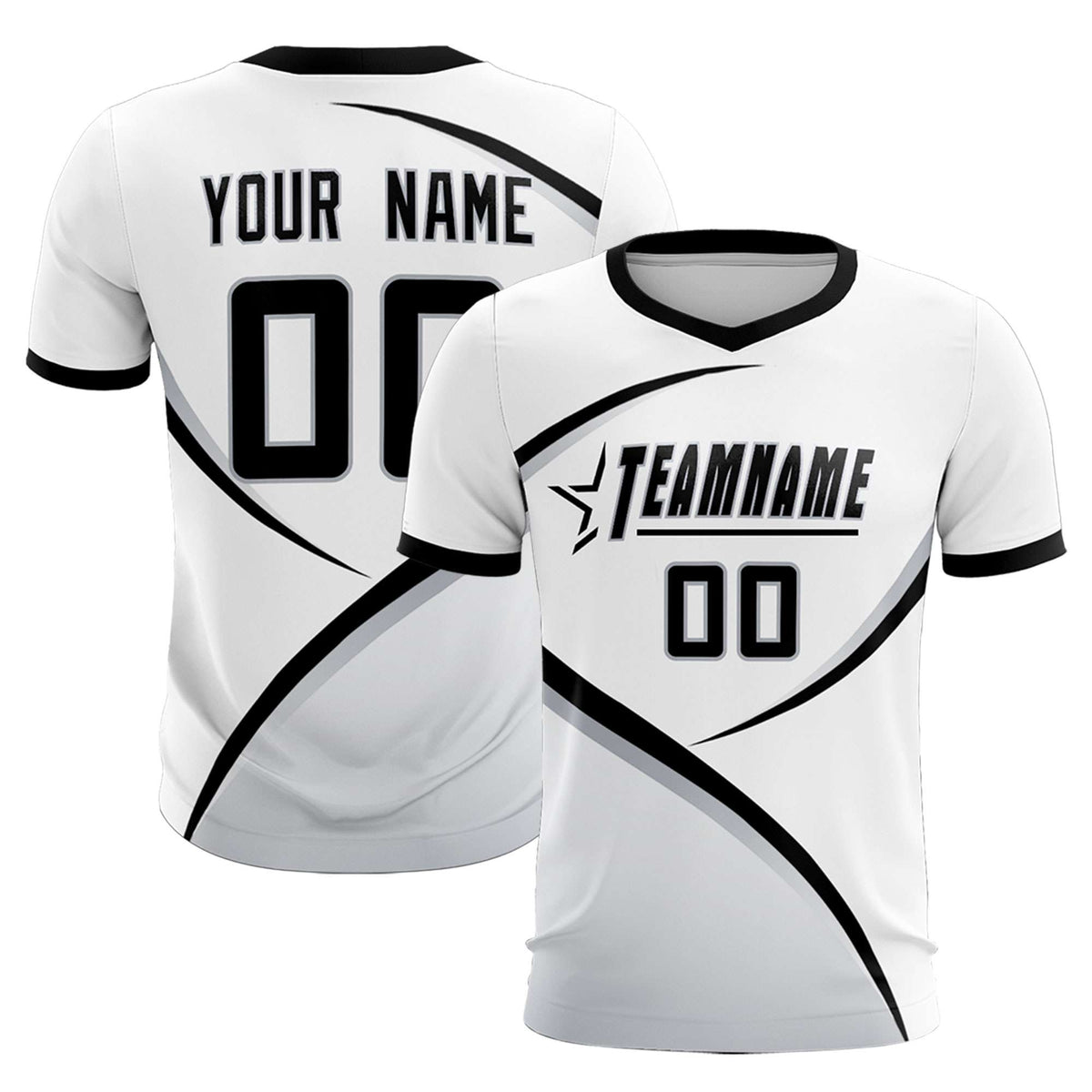 Custom White Black Color Block Training Uniform For Men Soccer Sets Jersey
